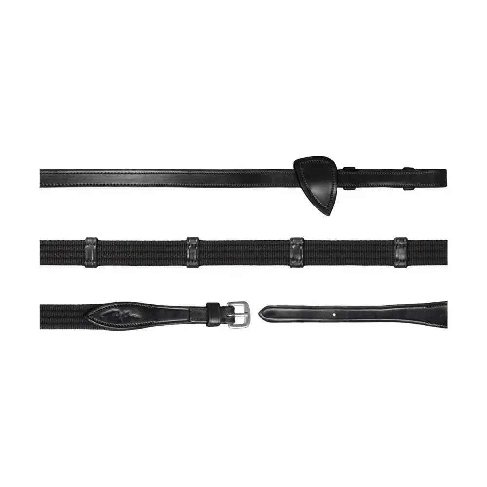 Leather and fabric horse reins with 9 retractors Dy'on 5/8