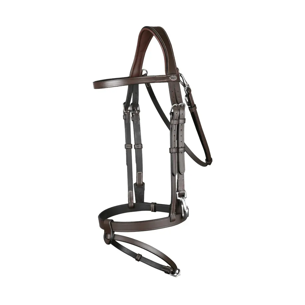 Flat leather snaffle bridle with snap hooks Dy'on