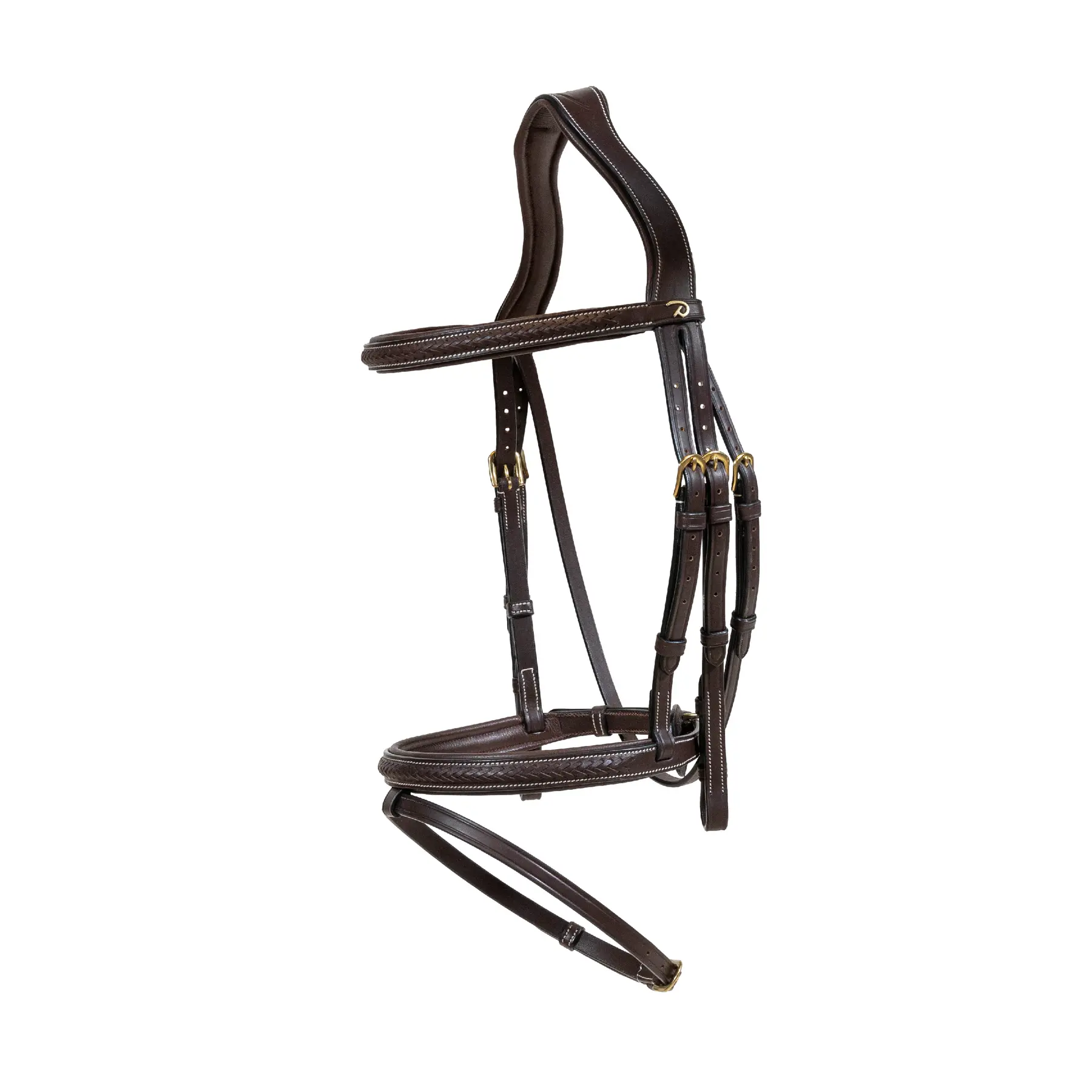 Anatomical riding bridle with braided combination noseband Dy'on
