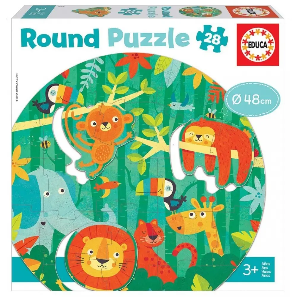 Puzzle de 28 pièces jungle ronde Educa