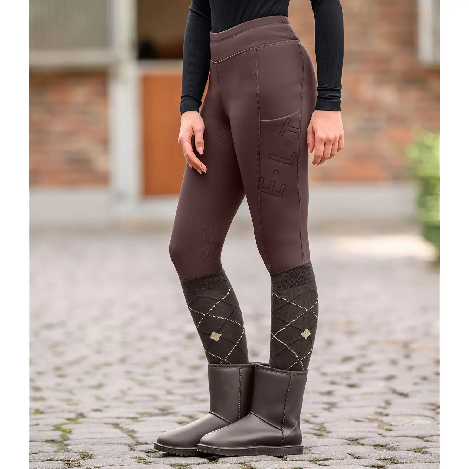Reitleggings Full Grip, Mädchen ELT Rica Teddy - Farbe: Marron