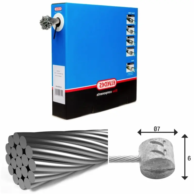 Bremse kabel 1x19 Drähte Edelstahl Ø1,5mm T-Kopf Ø7x6 Elvedes (x50)