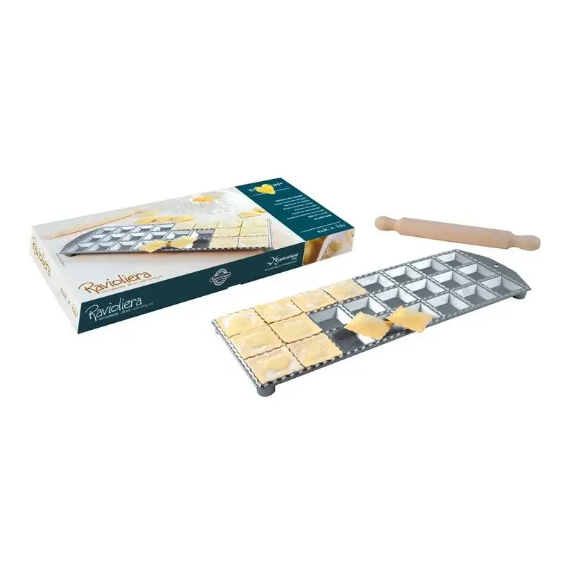 Moule à ravioli 24 empreintes carrées avec rouleau en bois Eppicotispai