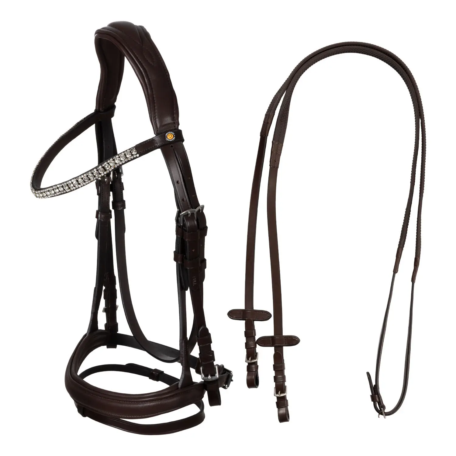 Anatomical riding bridle decorated with rhinestones Equestro