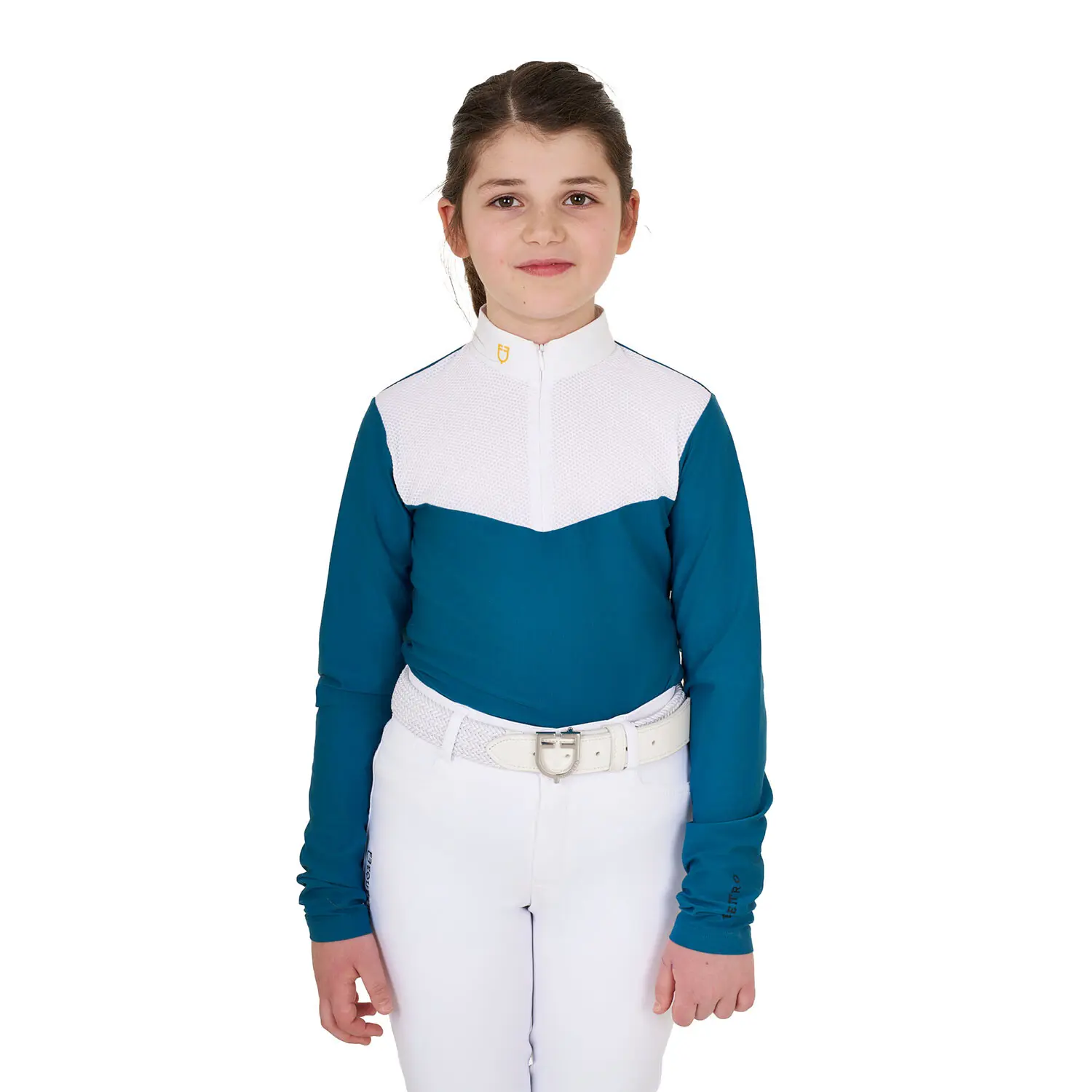 Girls' long-sleeved zip-up competition polo Equestro