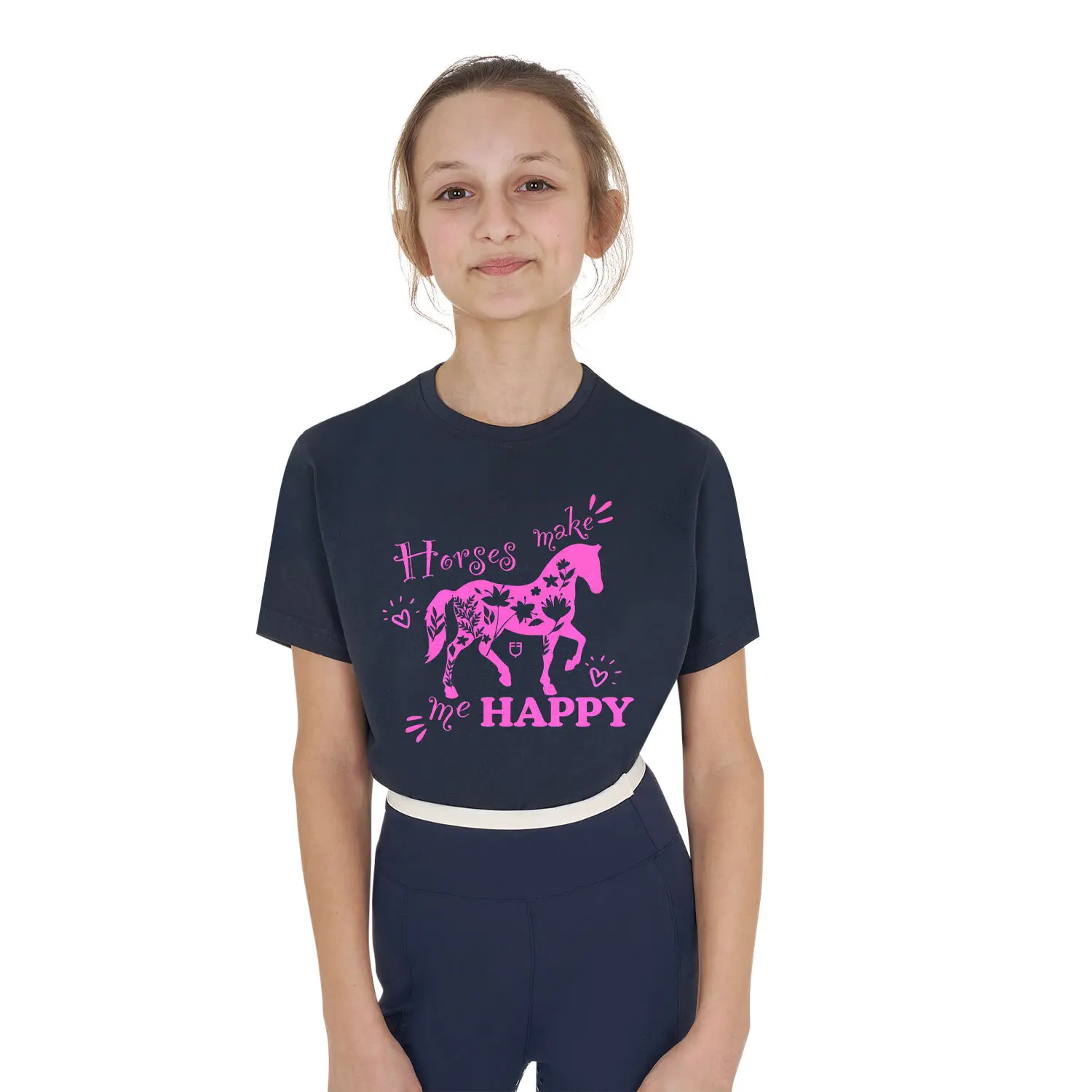 T-shirt cotton fille Equestro Make Me Happy