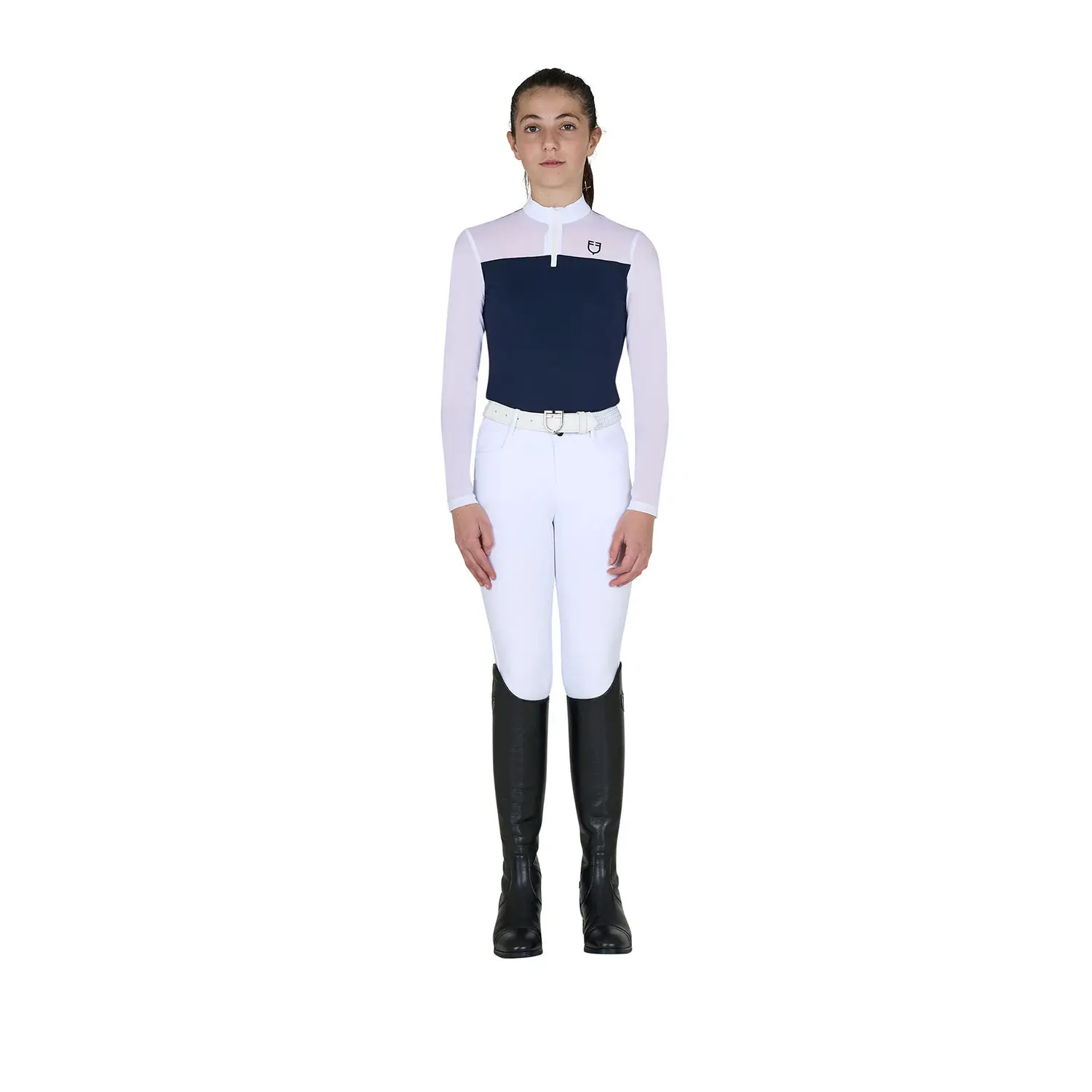 Girl's long-sleeved riding polo shirt Equestro
