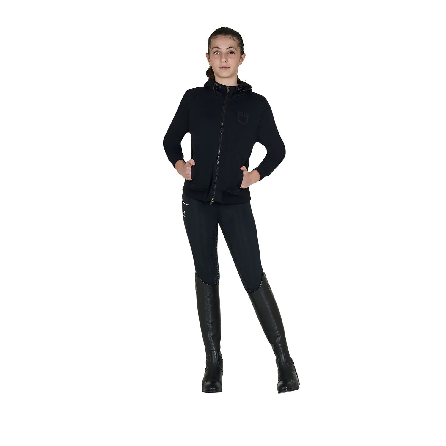 Hooded sweatshirt with children's logo Equestro Shiny