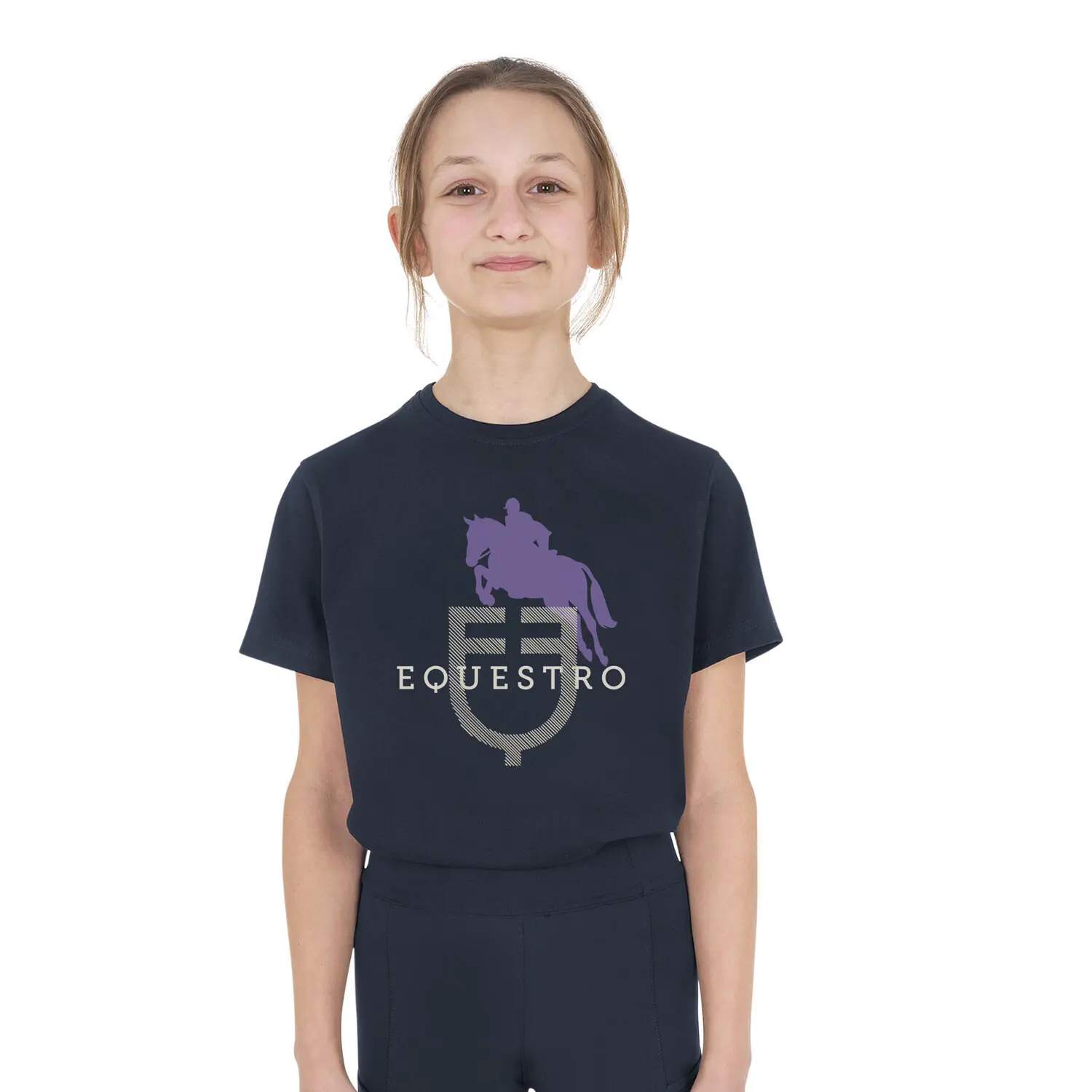 Baumwoll-T-Shirt Kind Equestro Horse Jump Glossy