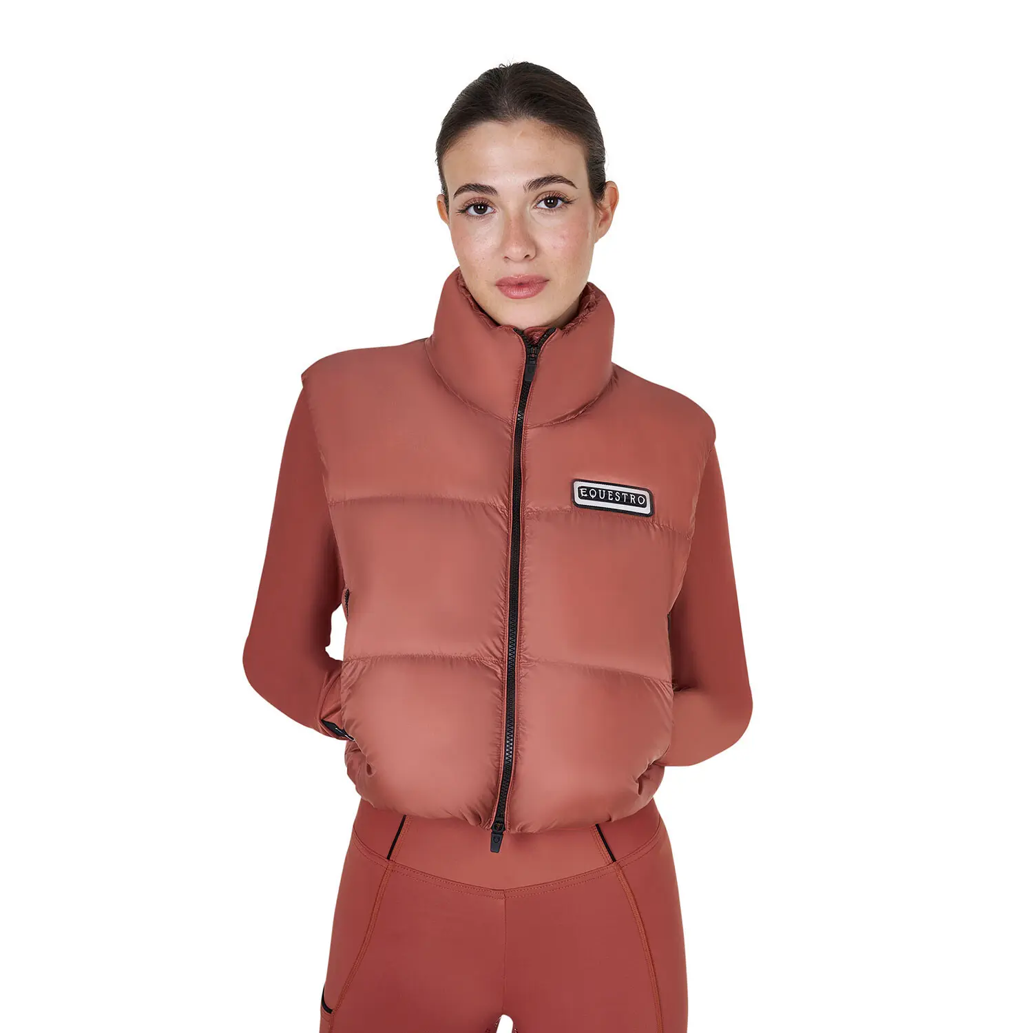 Cropped sleeveless puffer jacket for women Equestro