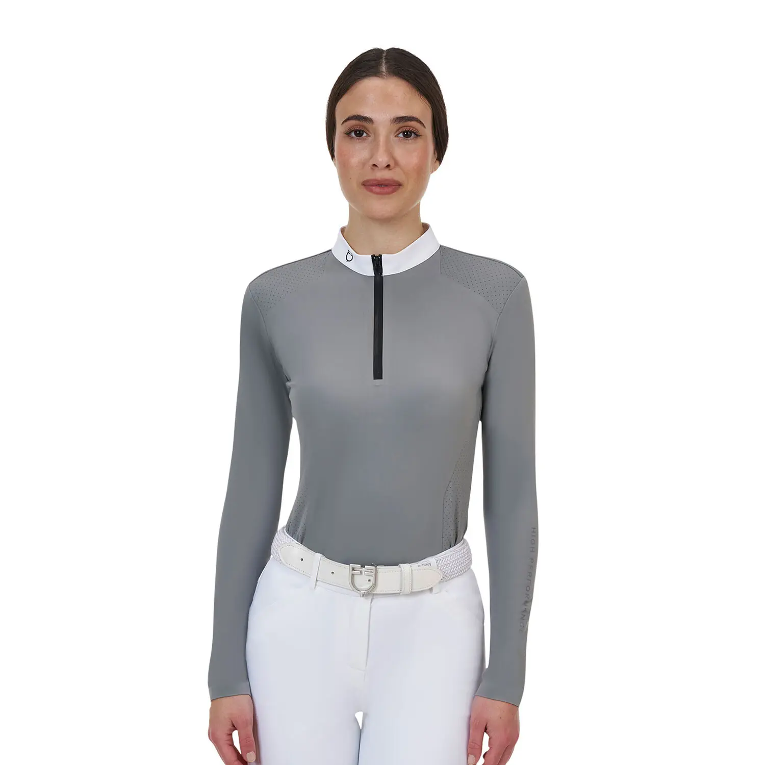 Women's long-sleeved competition polo shirt Equestro Ridertechnology