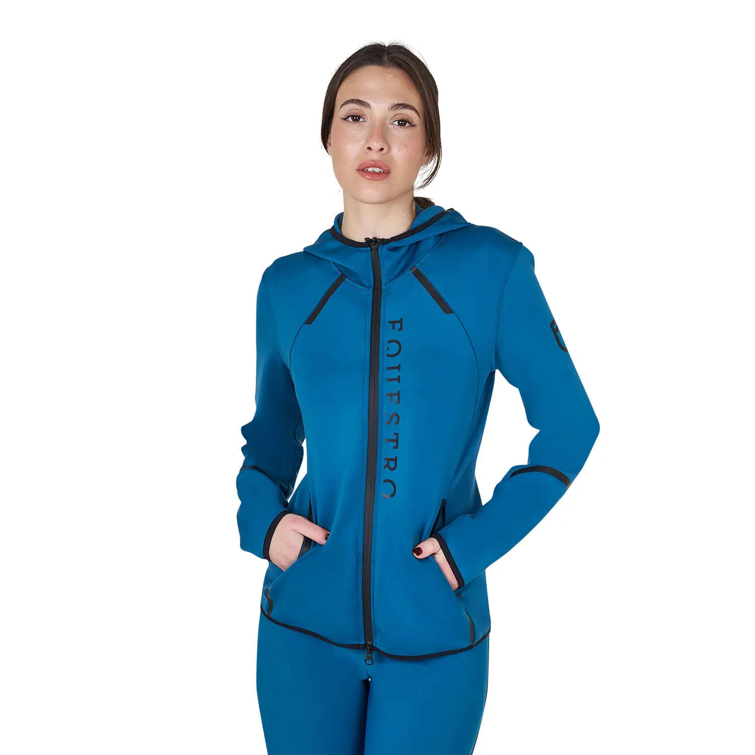 Sweatshirt à capuche zippée en jersey femme Equestro
