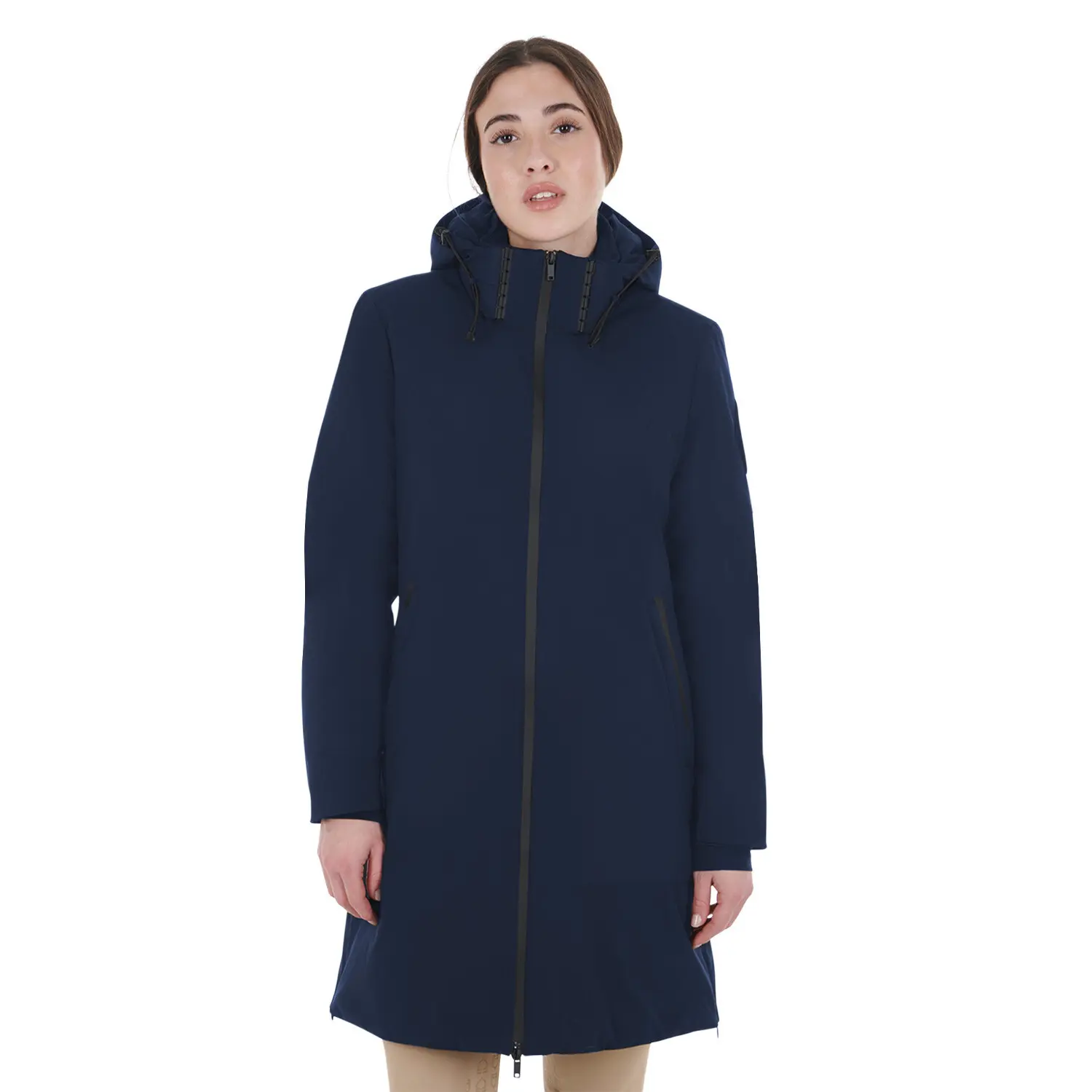 Women's long hooded down jacket Equestro