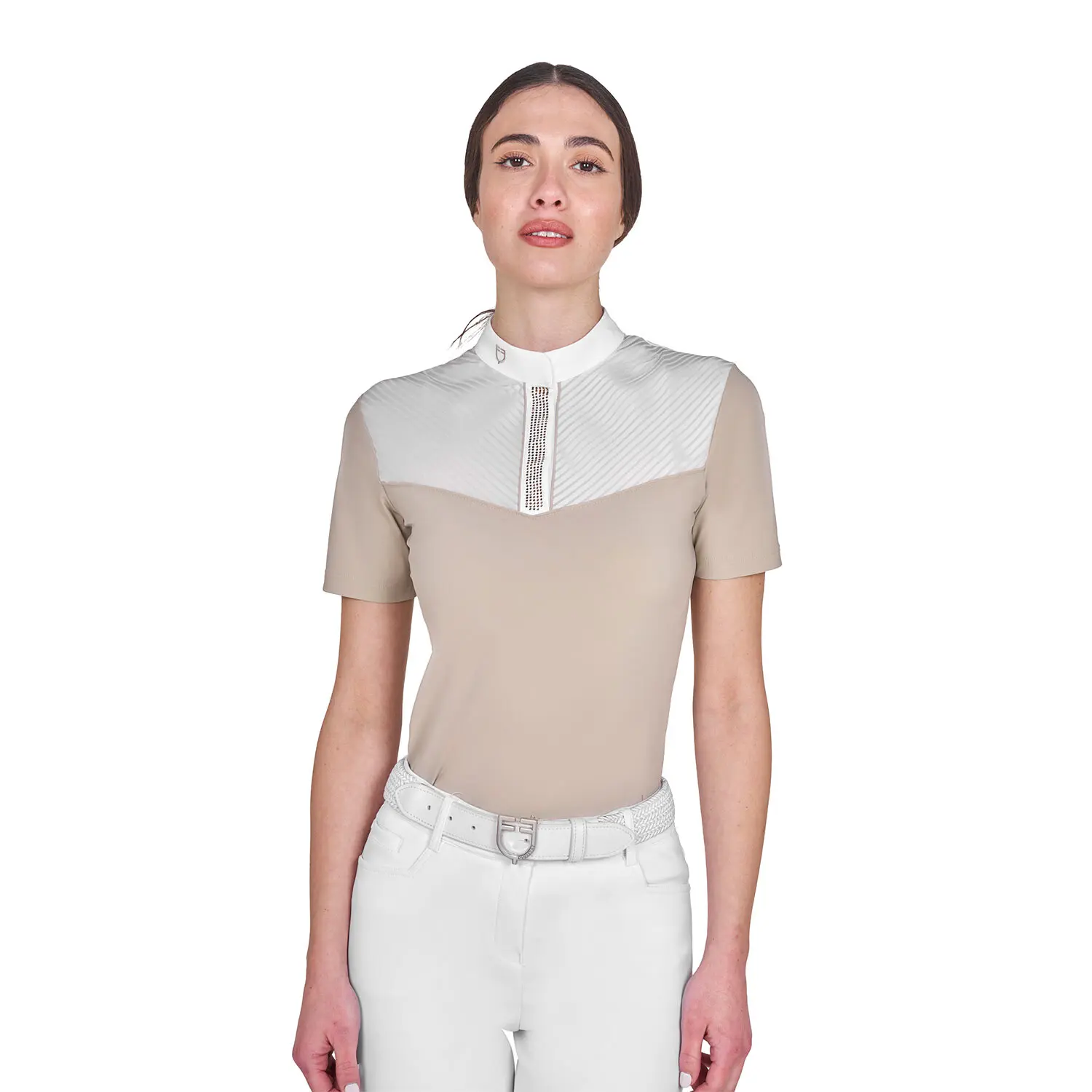 Discreet and Elegant Rhinestone Competition Polo Women Equestro