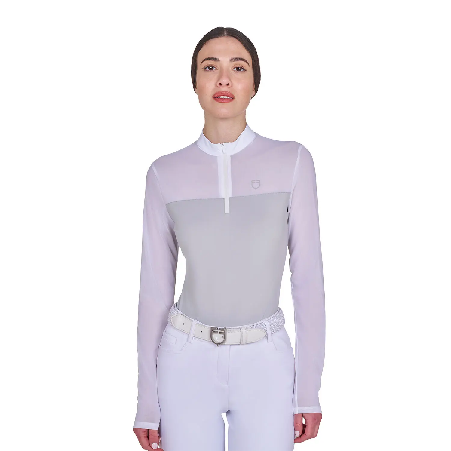 Women's long sleeve competition polo shirt Equestro Mesh