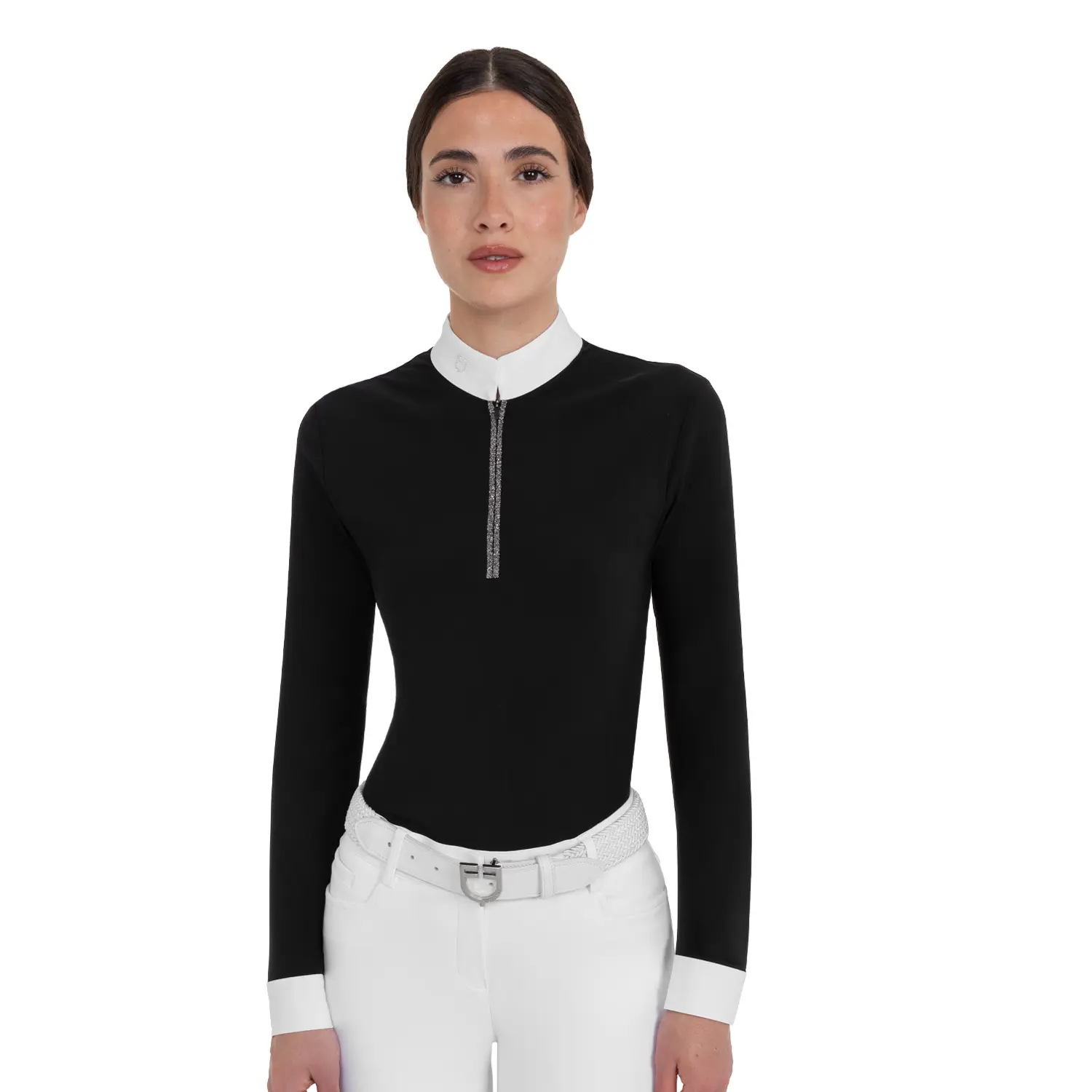 Turnierpolo mit langen Ärmeln Damen Equestro Stones Tape