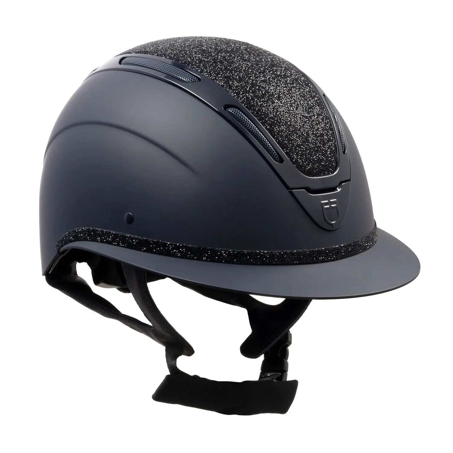 Casque d'équitation visière polo avec diamants et coque mate femme Equestro Apocalypse