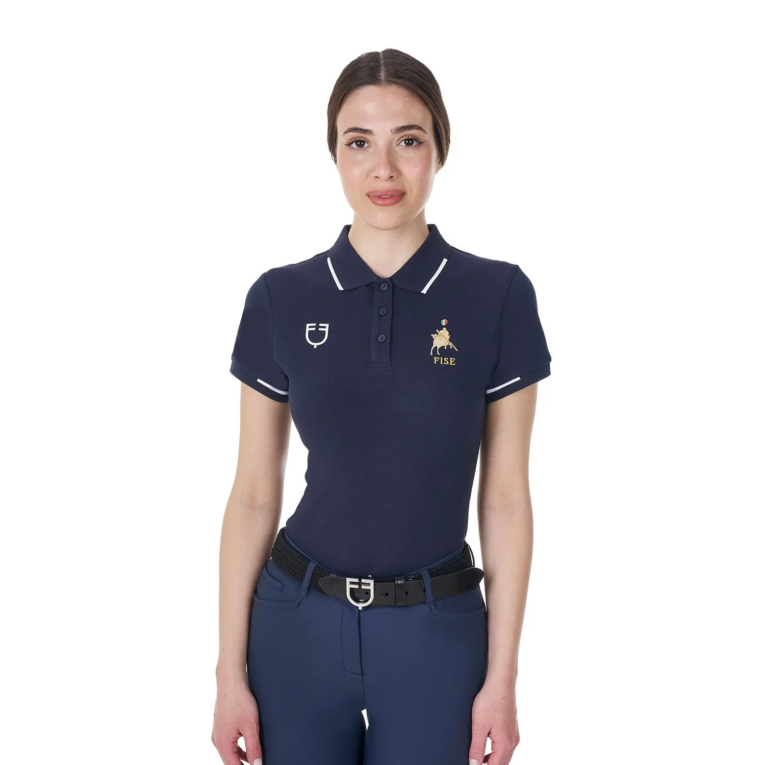 Women's training polo shirt Equestro X Fise