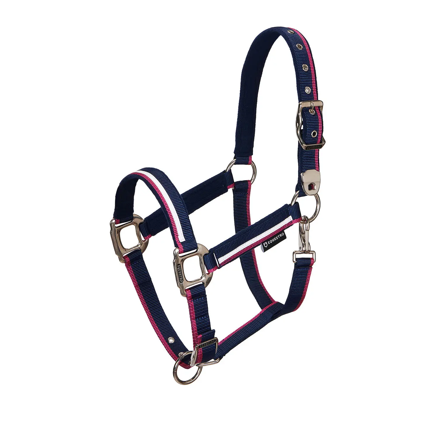 Padded fleece halter for horse with snap hook Equestro White Trim