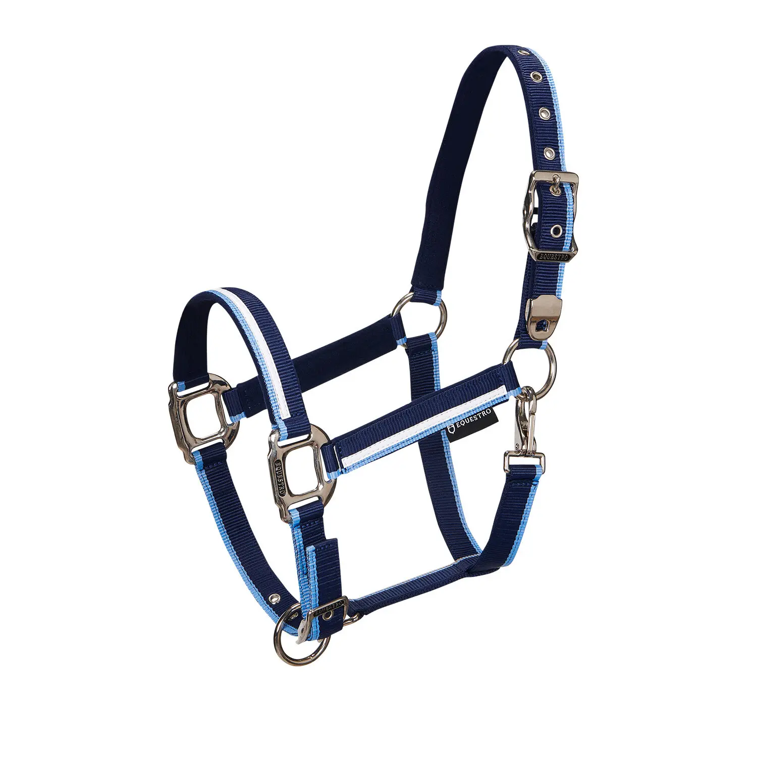 Padded fleece halter for horse with snap hook Equestro White Trim