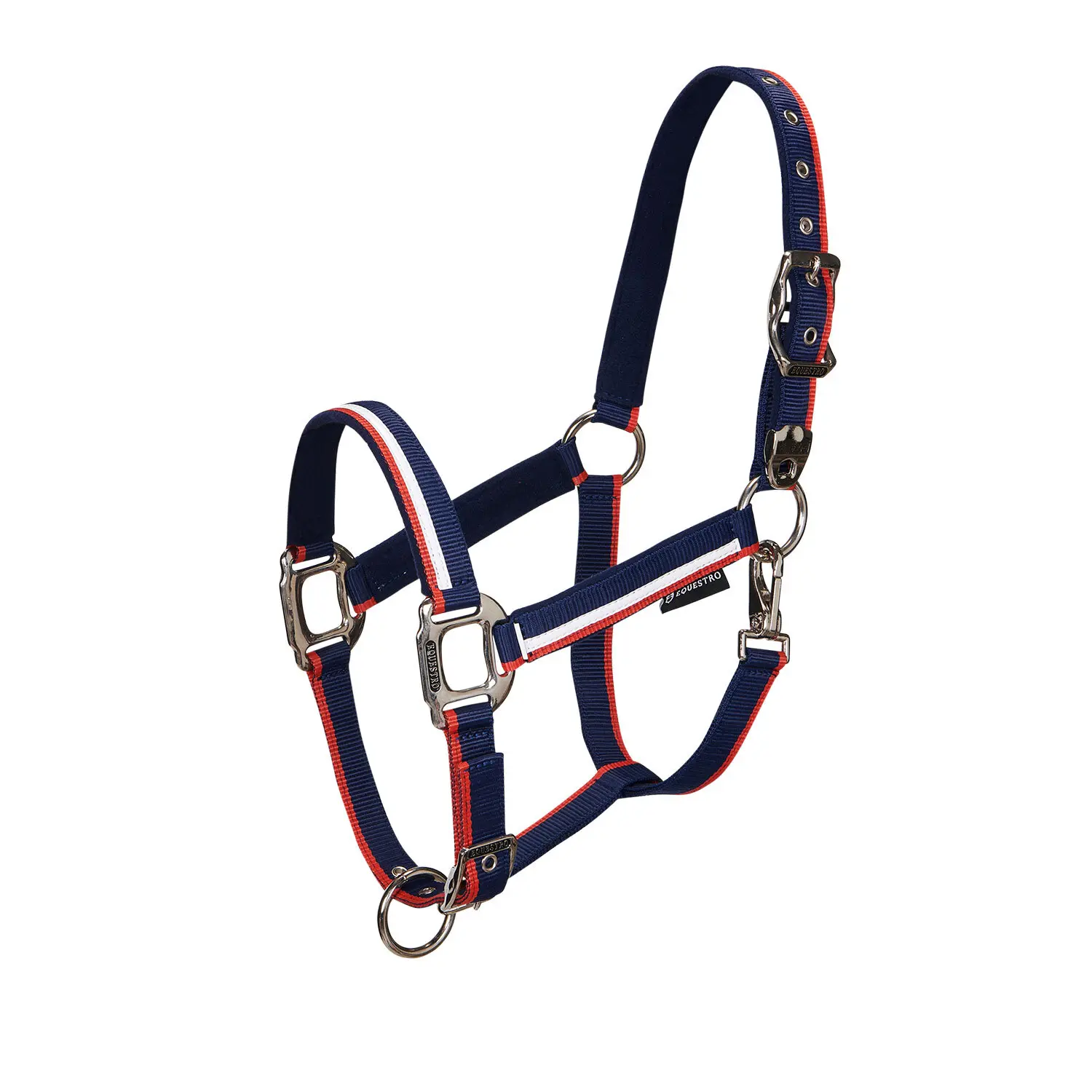 Pferdehalfter mit Fleecepolsterung und Karabinerhaken Equestro White Trim