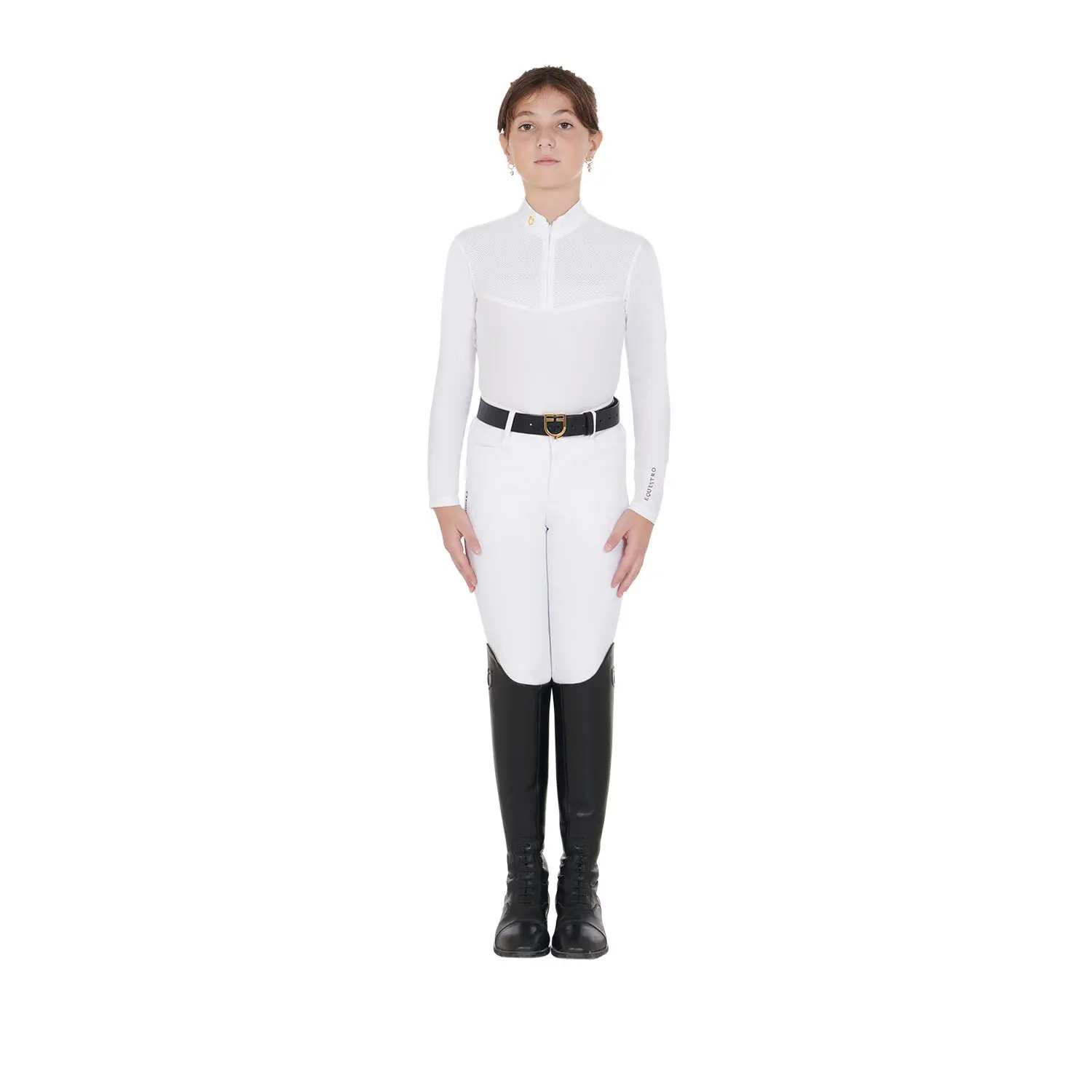 Long-sleeved competition polo for girls Equestro