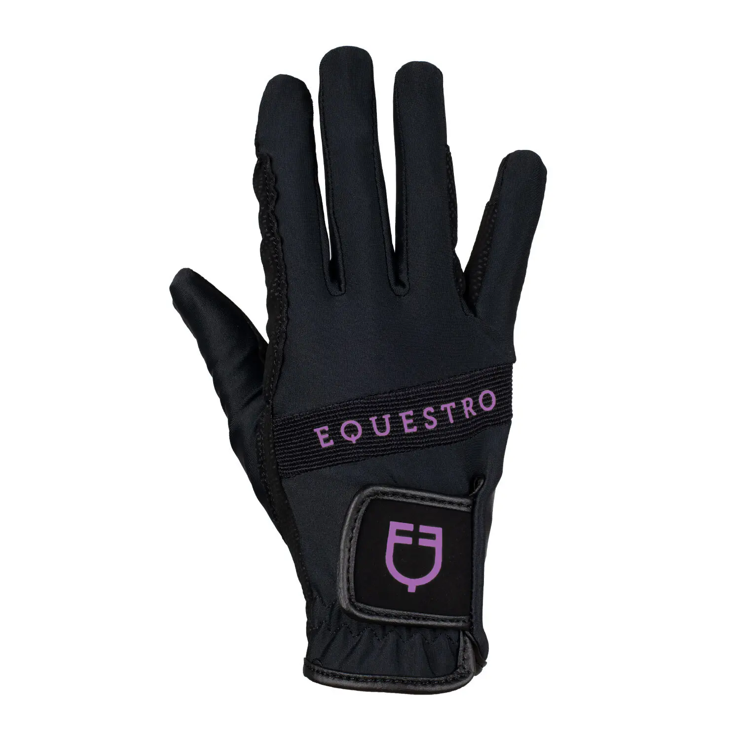 Technical fabric riding gloves with multicoloured logo Equestro
