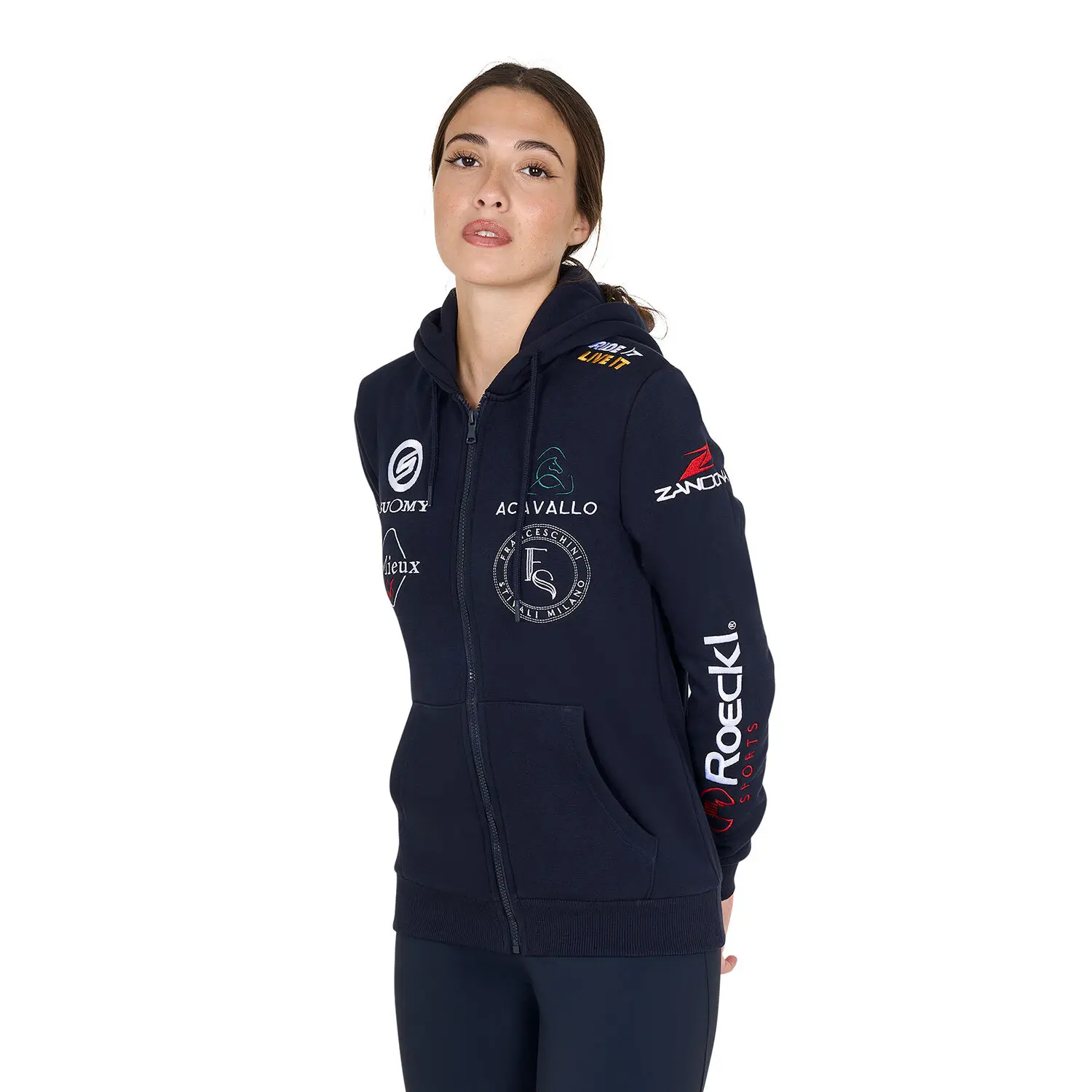 Sweatshirt à capuche zippé avec multilogo femme Equestro