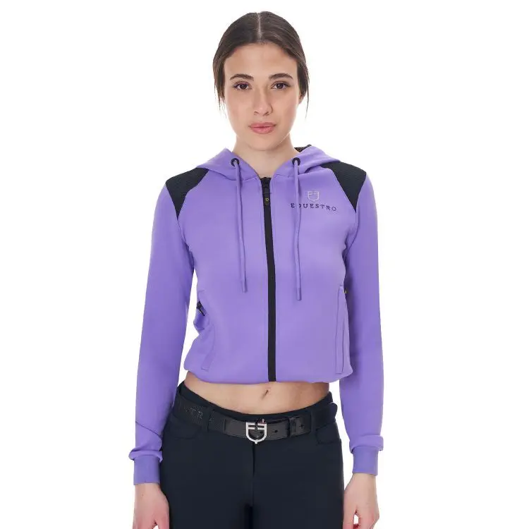 Felpa corta con cappuccio da donna Equestro