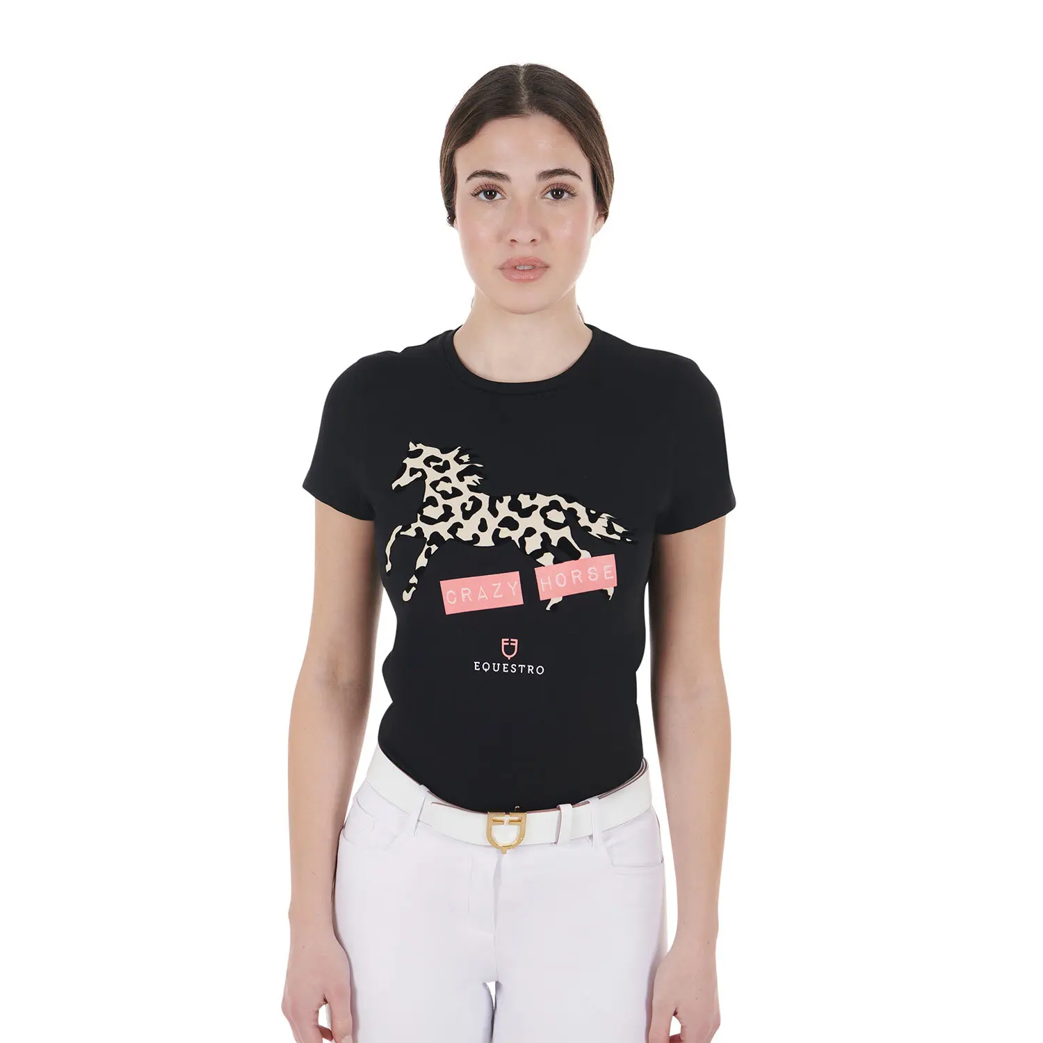 Women's cotton T-shirt Equestro Crazy Horse