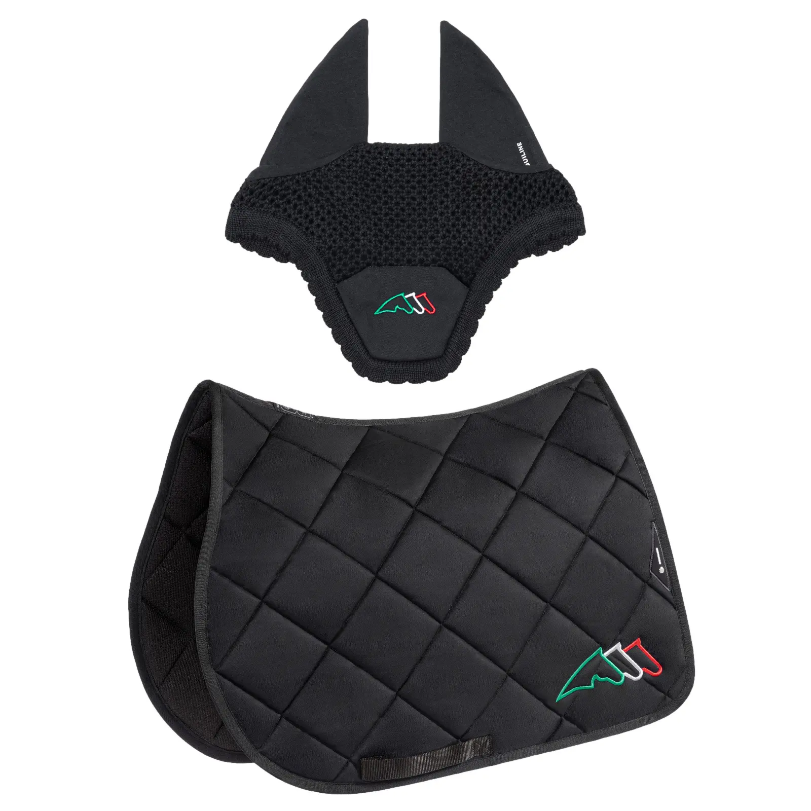 Sattelset für Pferd und Fliegenhaube Equiline Eqtricolore
