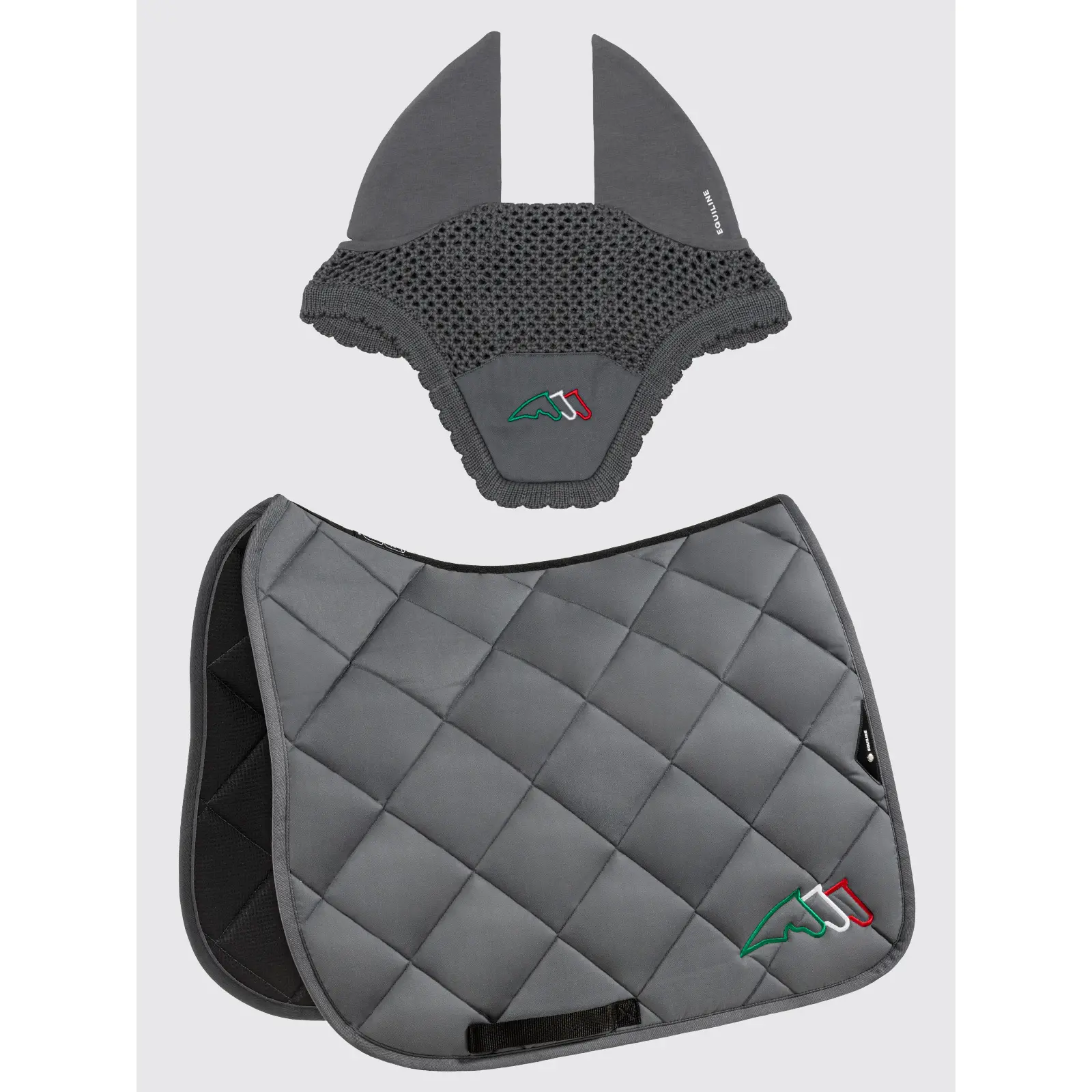 Sattelset für Pferd und Fliegenhaube Equiline Eqtricolore