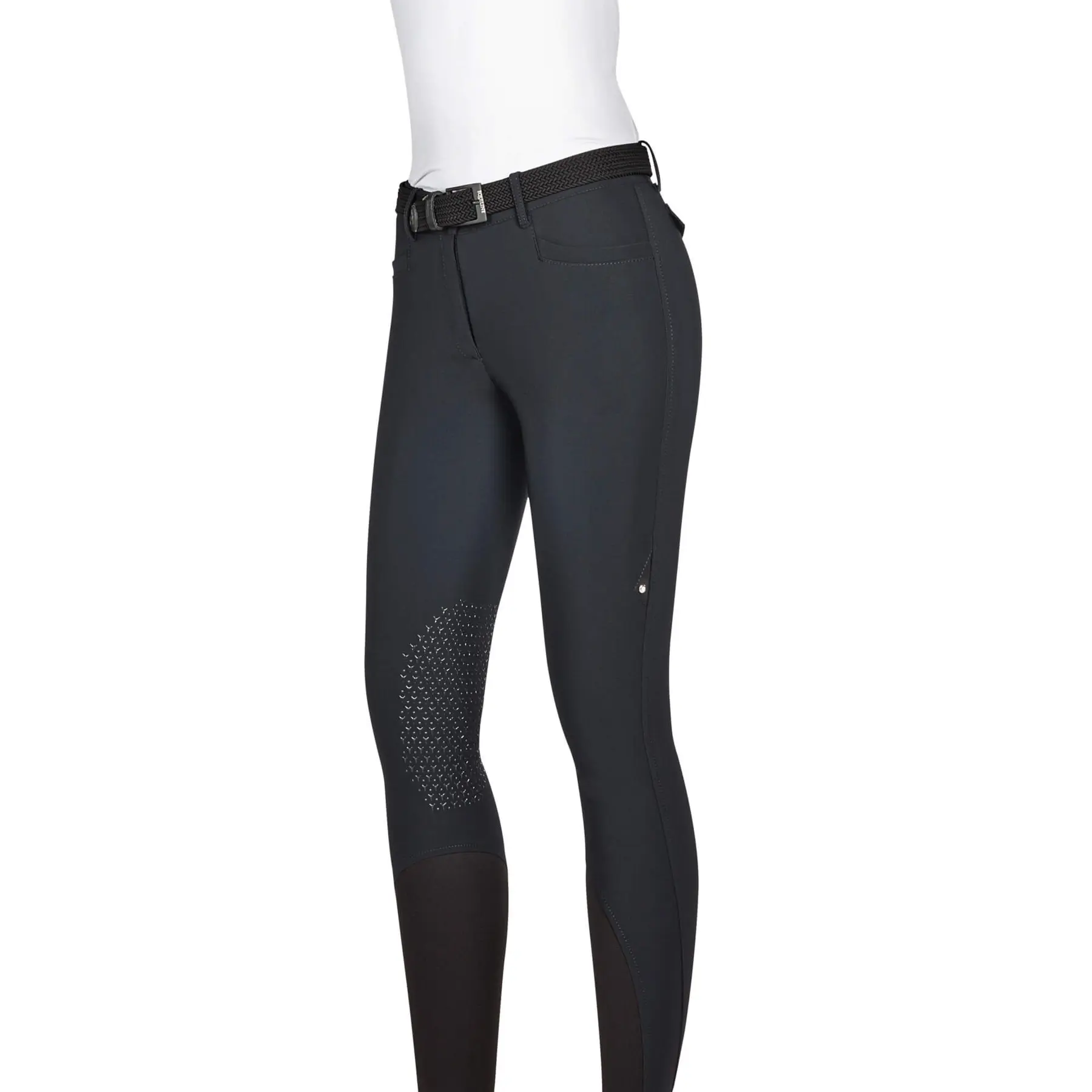 Pantaloni da equitazione con grip al ginocchio per donna Equiline Atirk