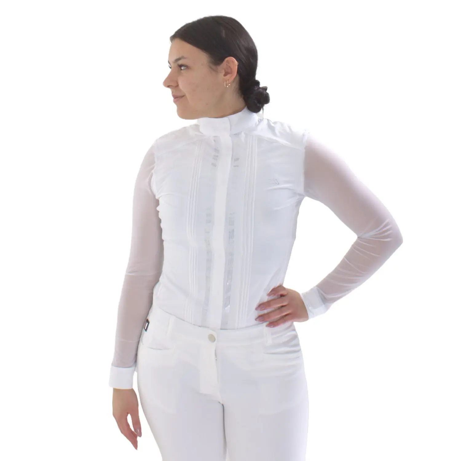 Camicia da concorso equestre a maniche lunghe da donna Equiline Giosted