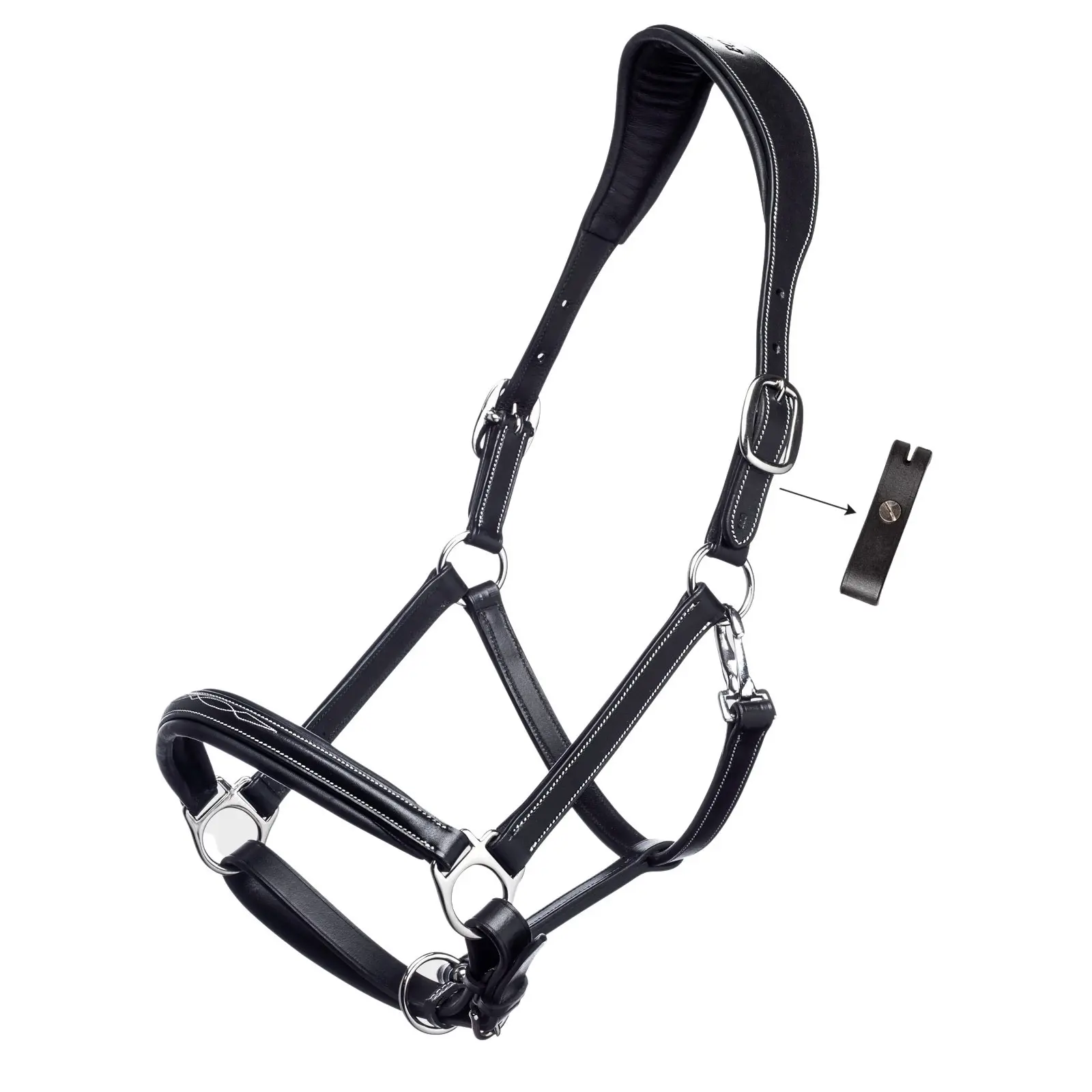 Anatomical horse halter with double leather lock Equiline