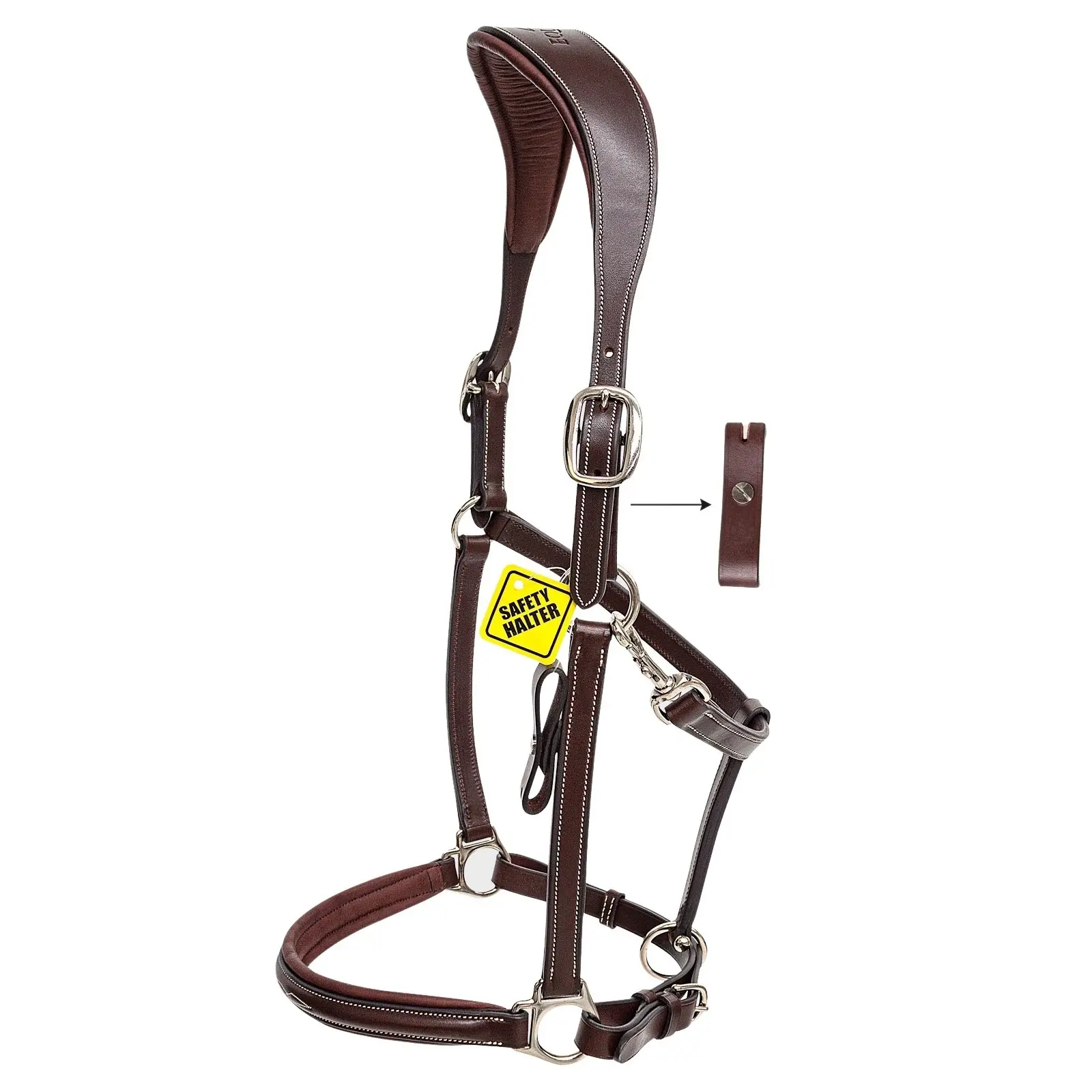 Anatomical horse halter with double leather lock Equiline