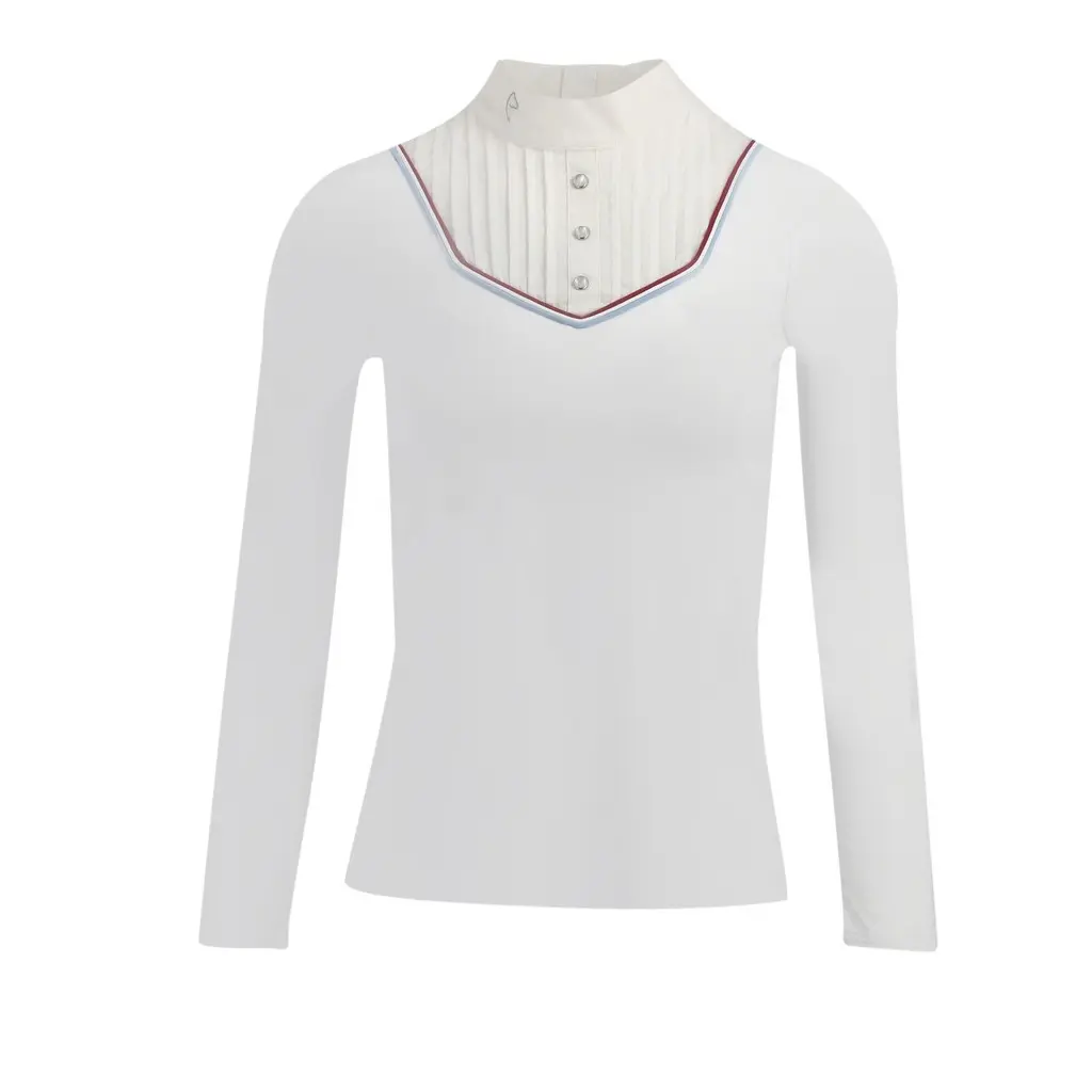 Reitturnier-Polo mit langen Ärmeln, Damen Equithème Cabourg