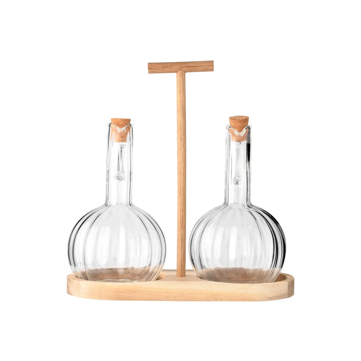 Öl- und Essigflasche aus Glas mit Holzsockel Estia Home Art Allure (x2)
