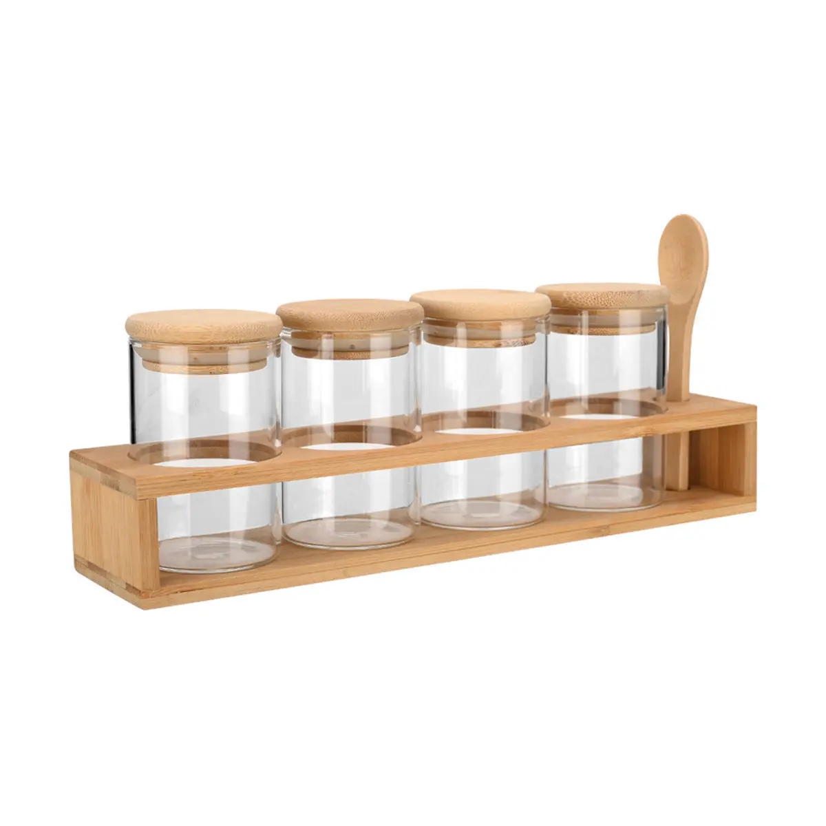 Glasbehälter für Gewürze mit Löffel Estia Home Art Bamboo Essentials (x5)