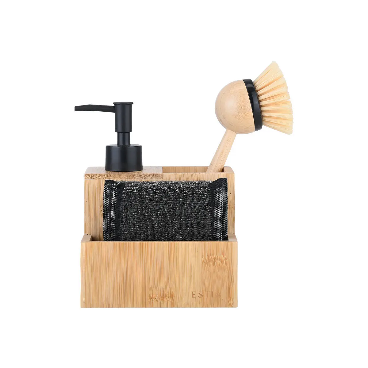 Support de rangement pour lave-vaisselle avec éponges et brosse Estia Home Art Bamboo Essentials