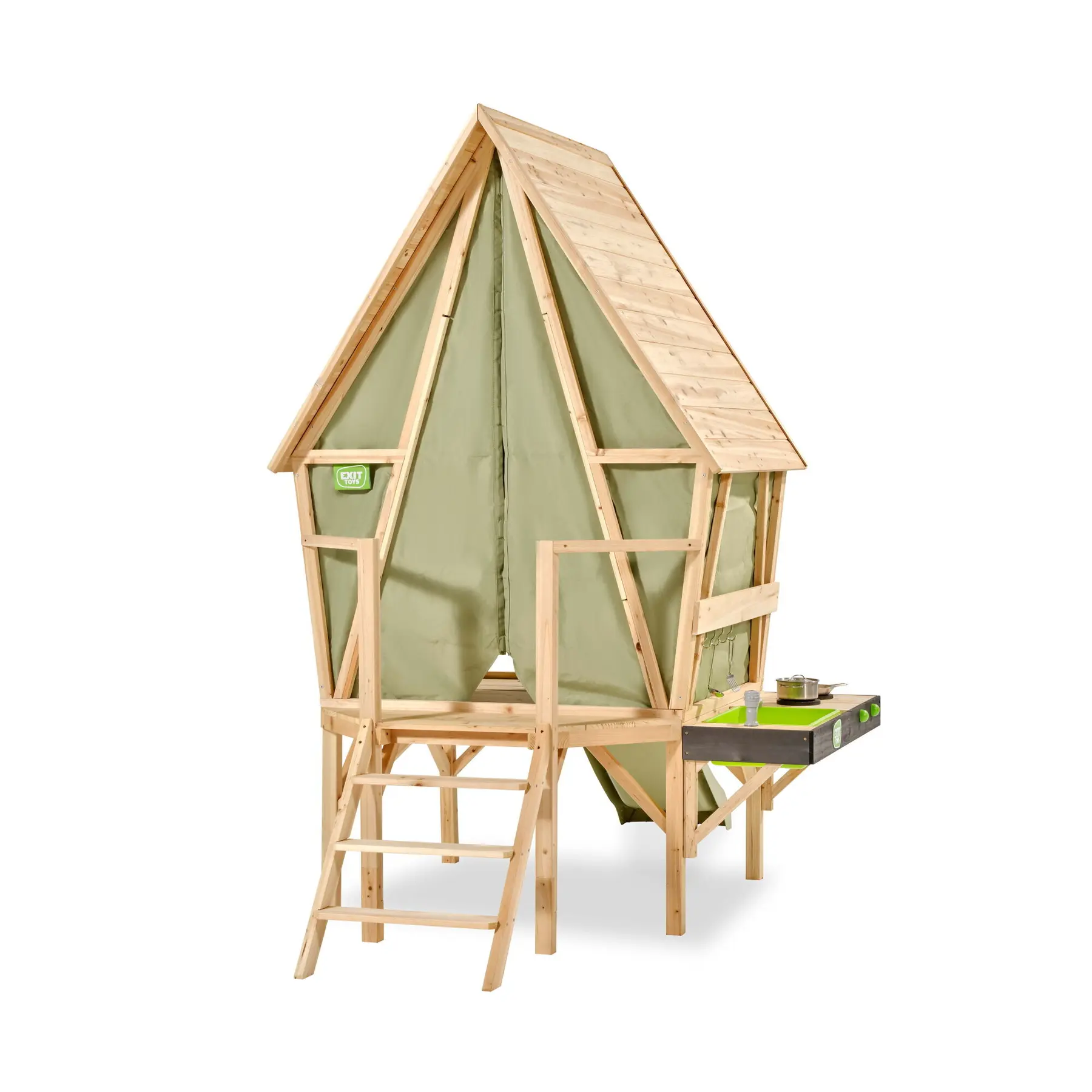 Maisonnette avec toboggan et cuisine Exit Toys Yuki 350