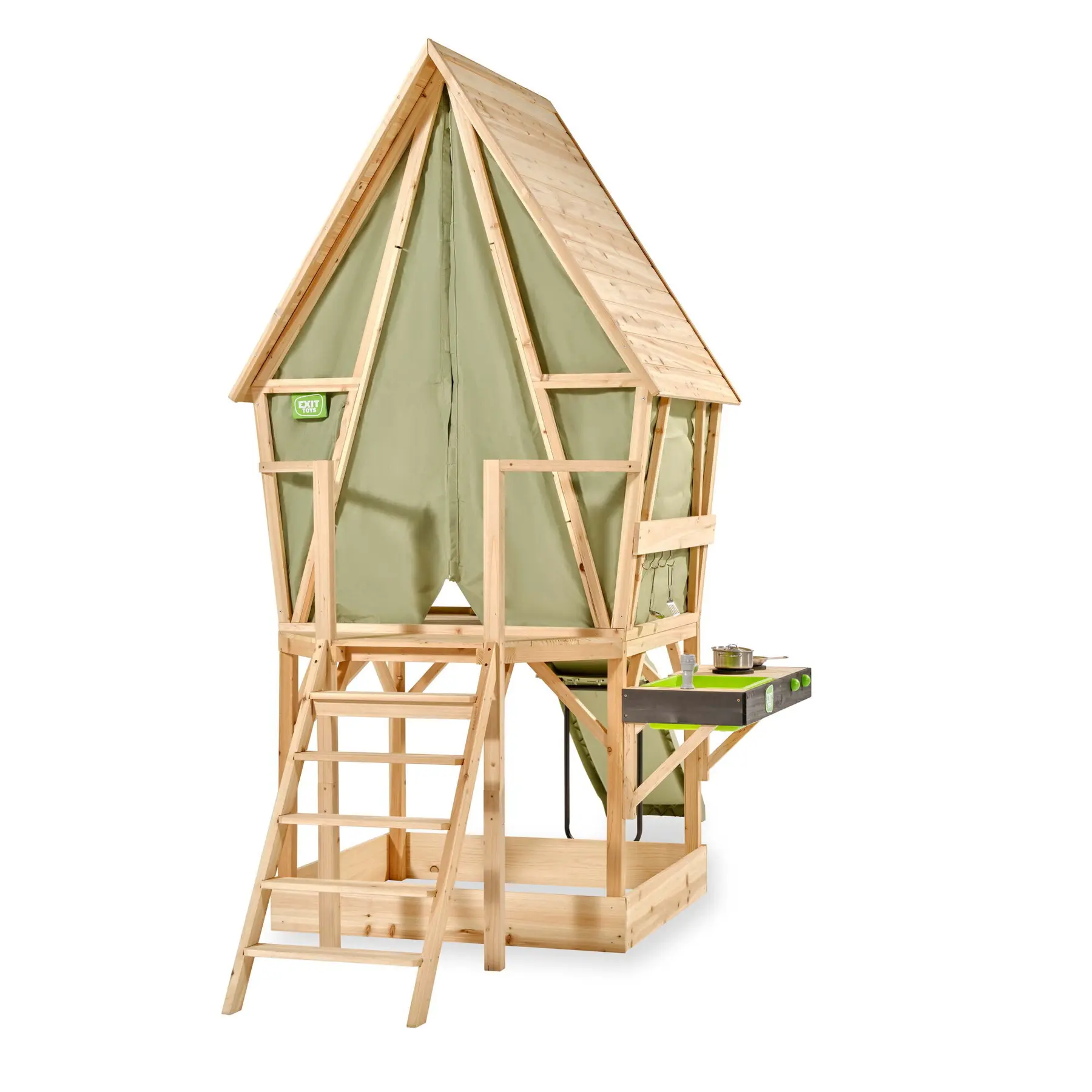 Maisonnette avec toboggan et cuisine et bac à sable Exit Toys Yuki 350