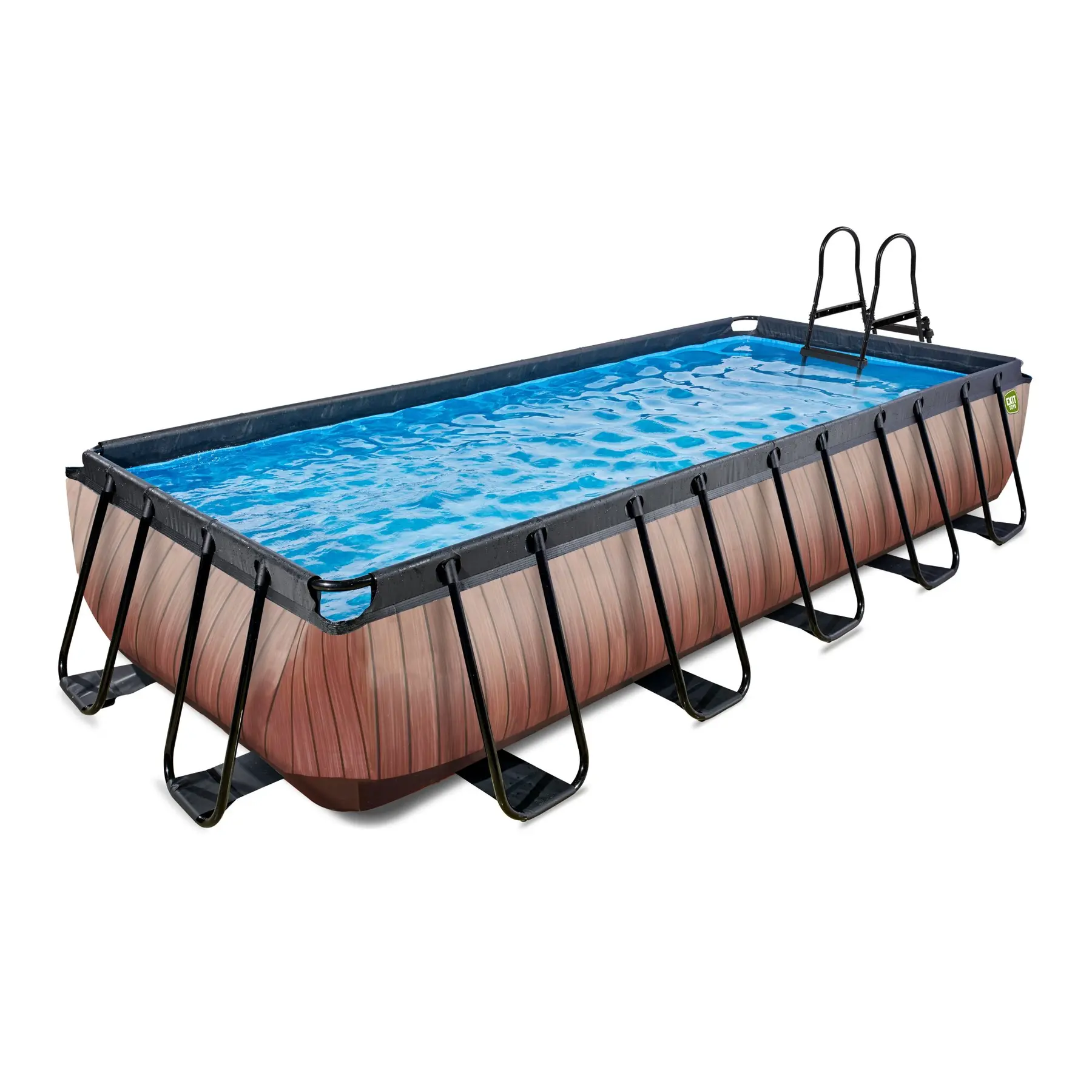 EXIT TOYS Piscine EXIT Wood 540x250x100cm avec pompe filtrante &agrave; sable - marron