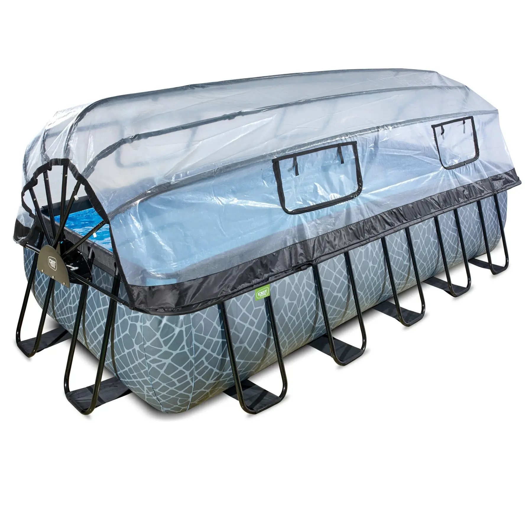 Piscine avec pompe filtrante à sable et dôme et pompe à chaleur enfant Exit Toys Stone 540 x 250 x 122 cm