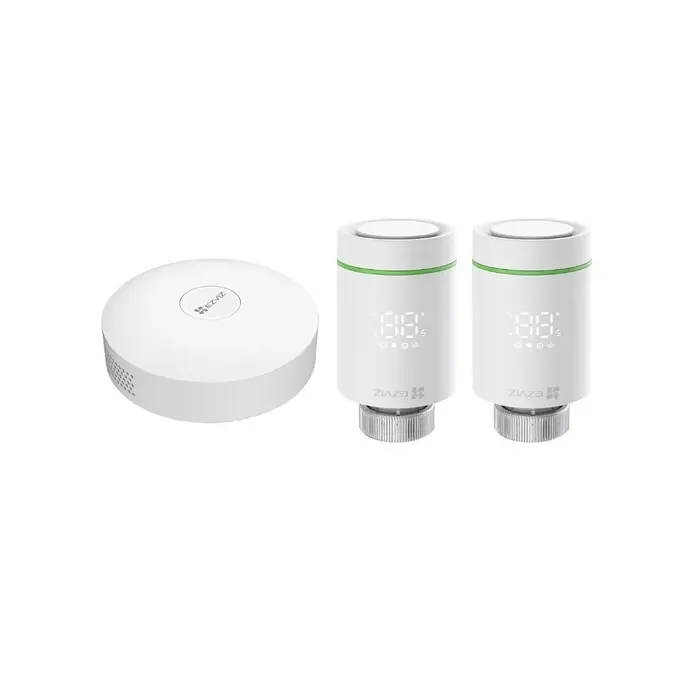 Ezviz Blanc Kit De 2 Têtes Thermostatiques Intelligentes Connectées T55 + Passerelle Domestique A3 - Image 4