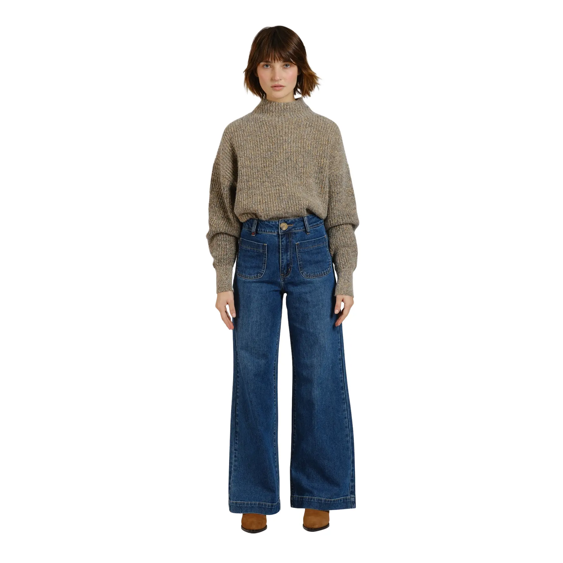 Weite Jeans Damen F.A.M. Paris Fauve