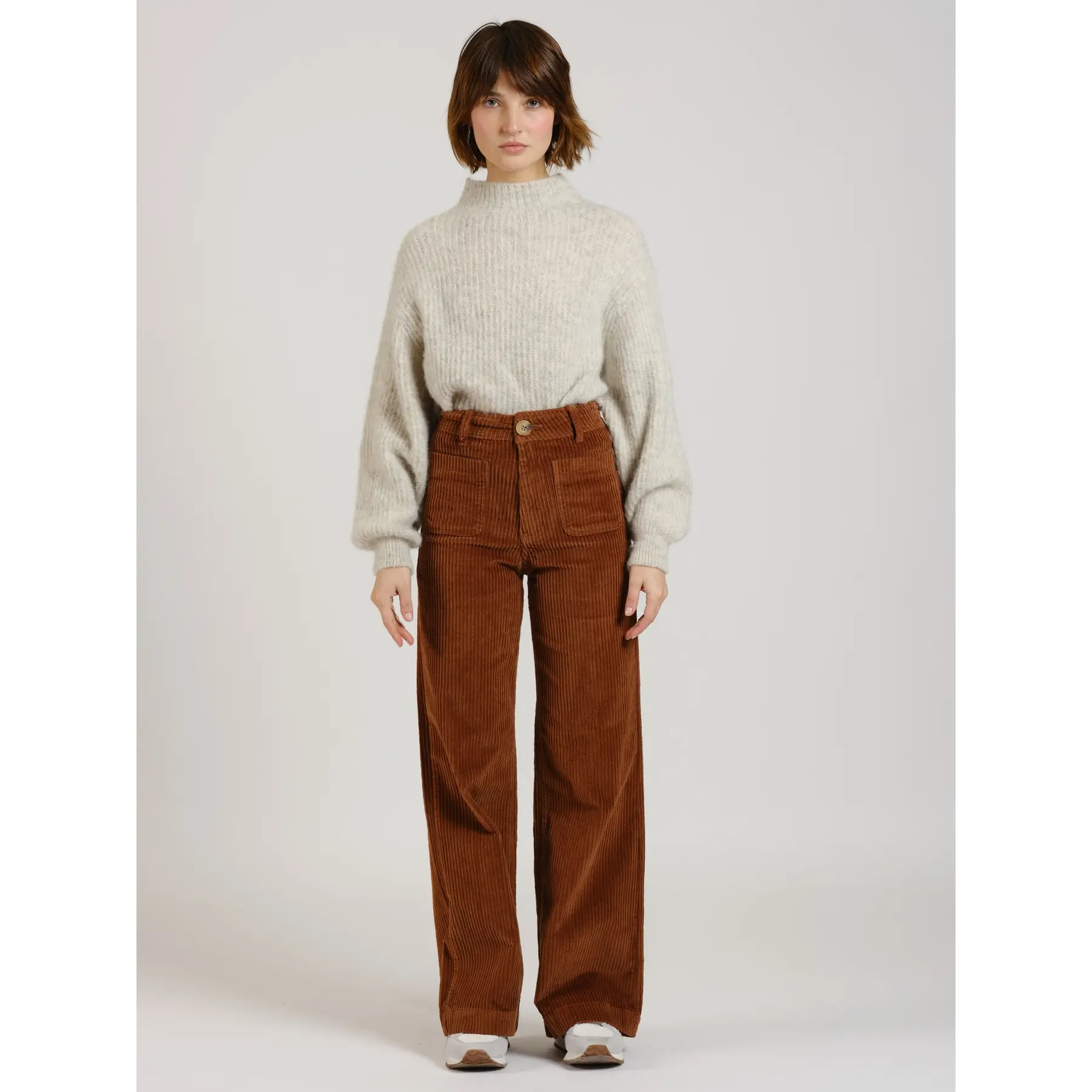 Jeans donna a gamba larga F.A.M. Paris Fauve