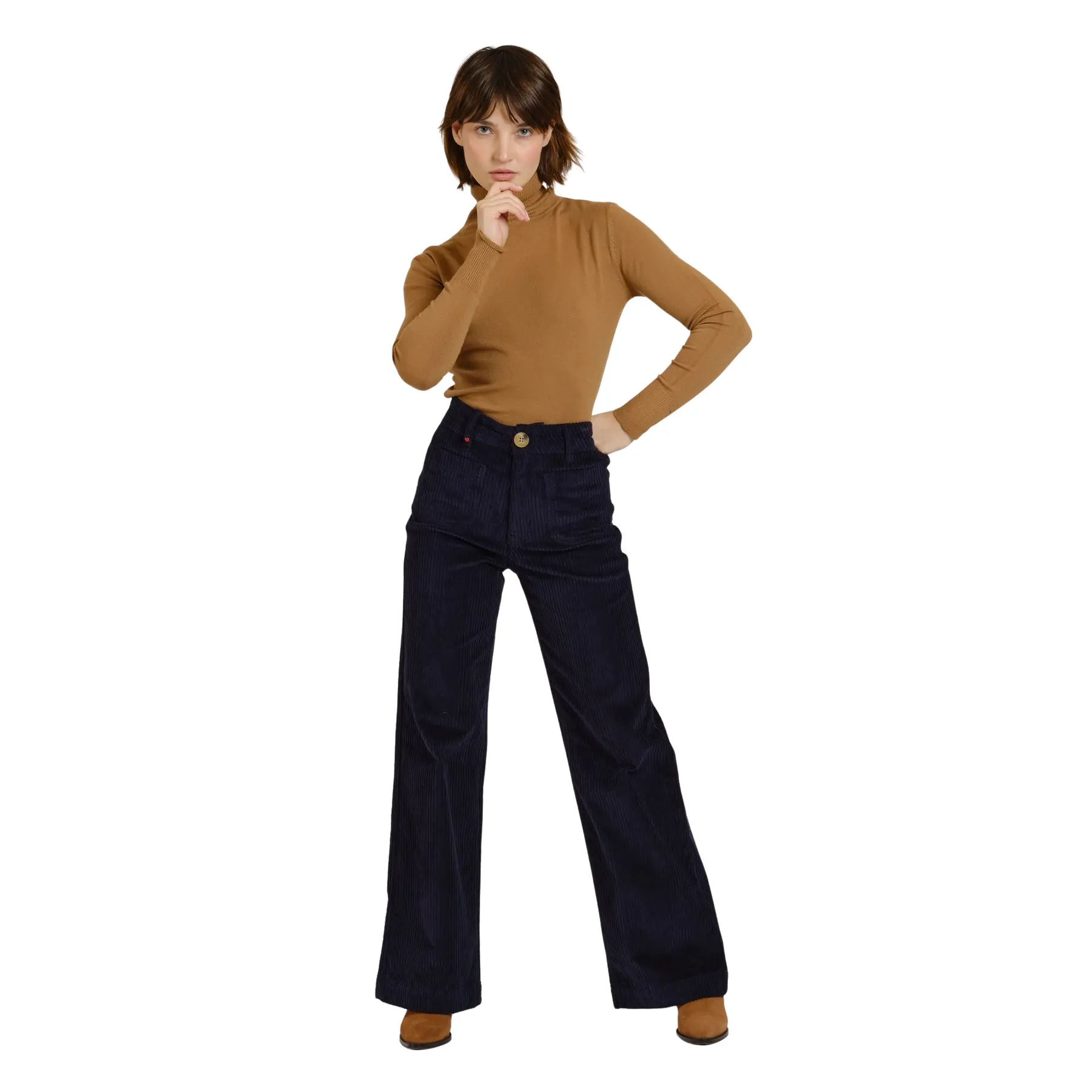 Weite Jeans Damen F.A.M. Paris Fauve
