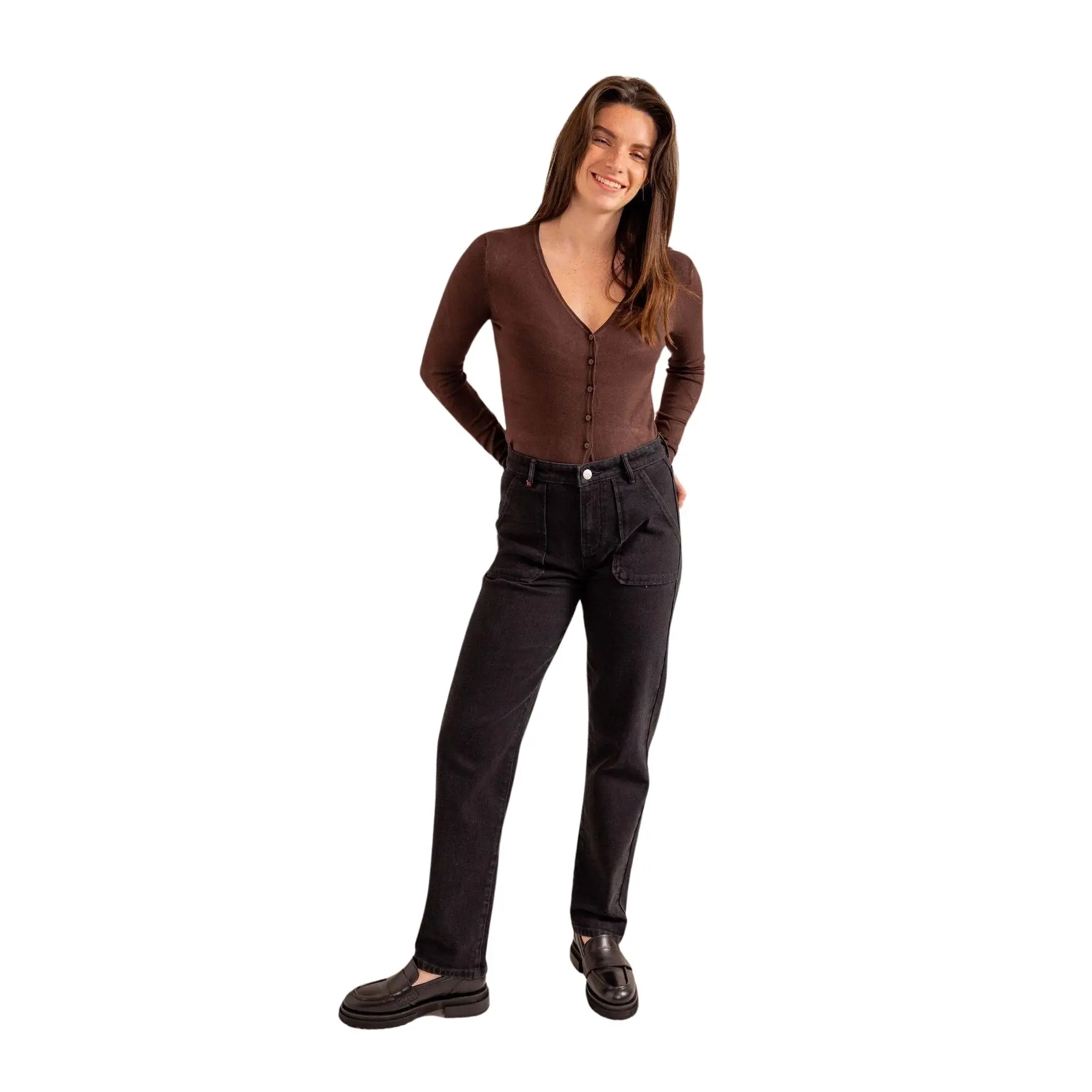 Mom-Jeans halbhohe Taille Damen F.A.M. Paris Marie