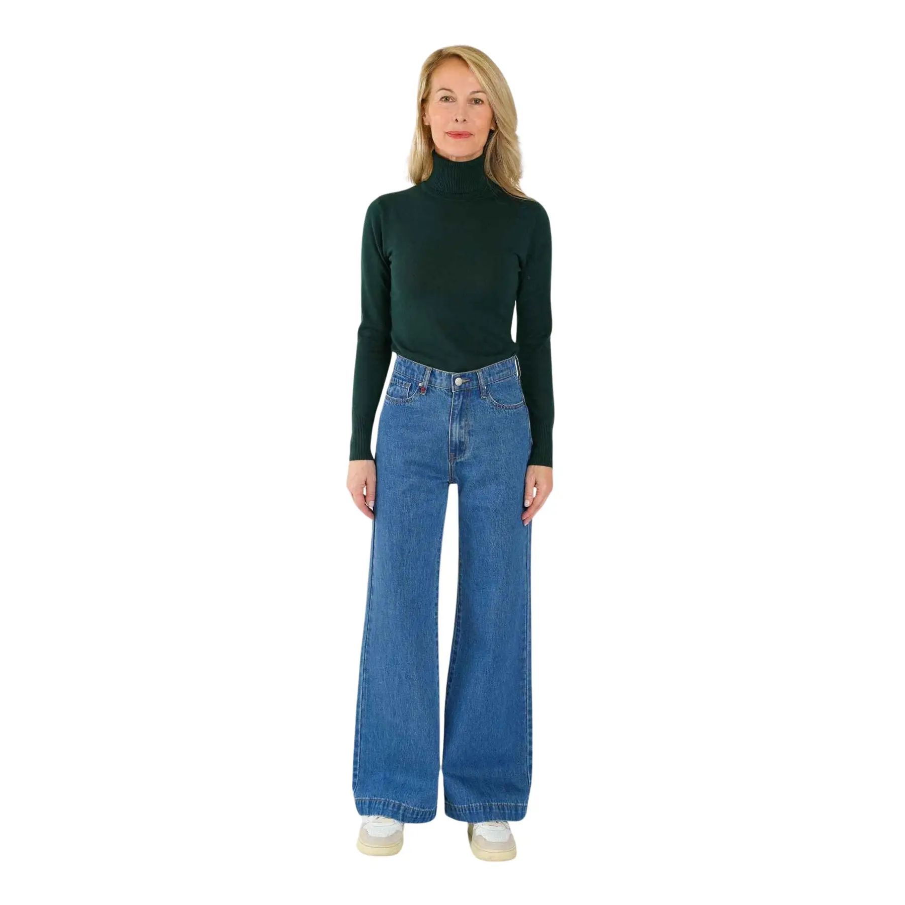 Weite Stone-Jeans mit halbhoher Taille aus Baumwolle Damen F.A.M. Paris Fleure